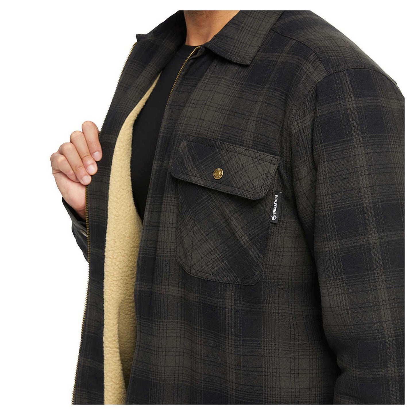 Peltz Shoes Men's Wolverine Hastings Sherpa Lined Shirt Jac Shadow Gray W1211550-051
