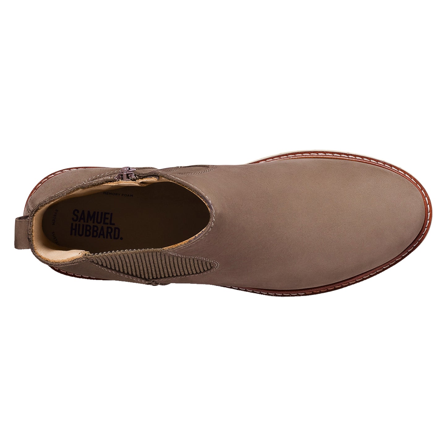 Peltz Shoes Women’s Samuel Hubbard Van Ness Boot Taupe Nubuck W1500-029