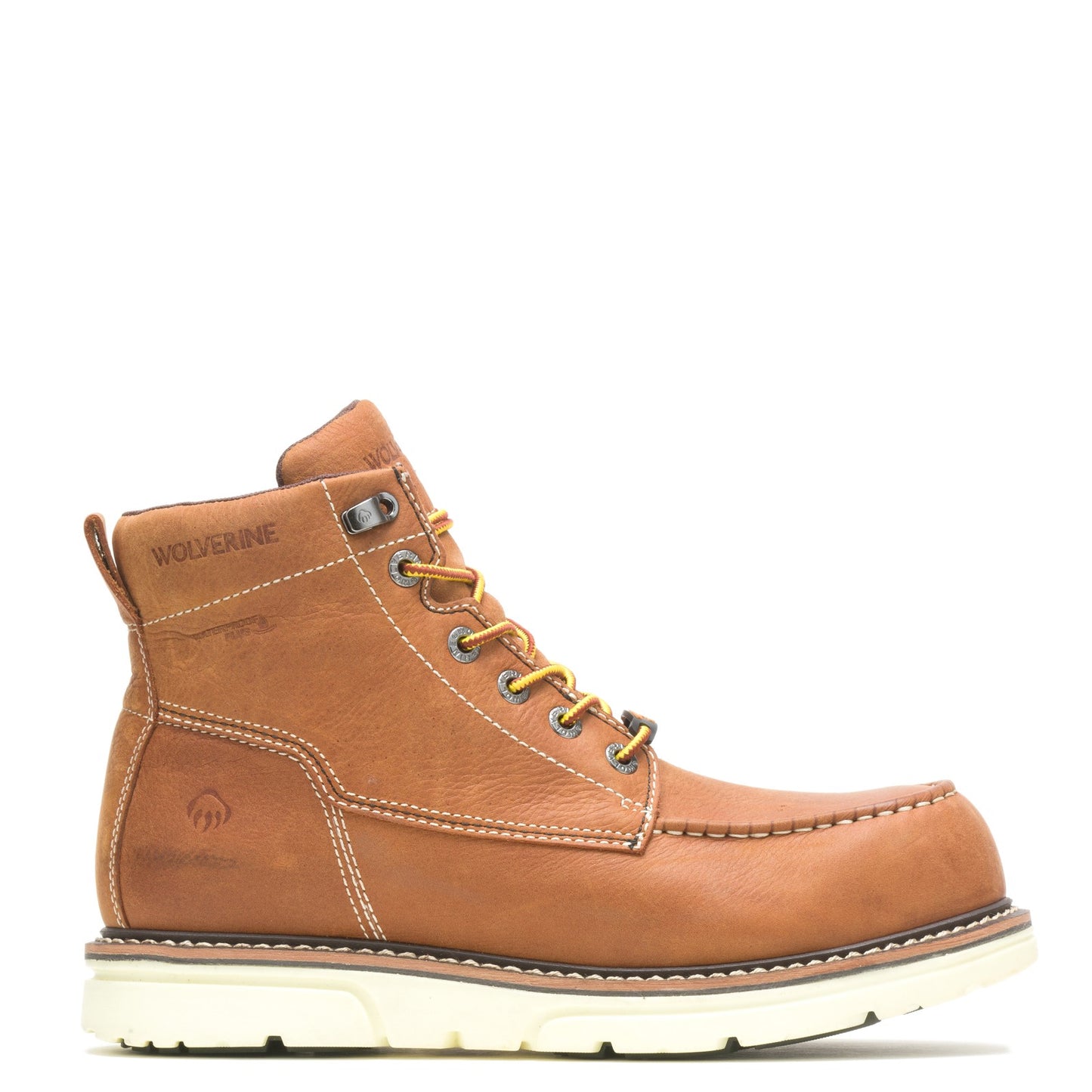 Peltz Shoes Men's Wolverine Boots I-90 Durashocks Moc-Toe Work Boot TAN W201097