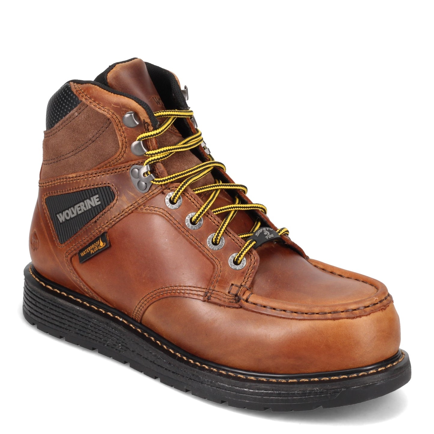 Peltz Shoes Men's Wolverine Boots Hellcat Ultraspring Moc Toe Wedge Comp Toe Work Boot TOBACCO W211001
