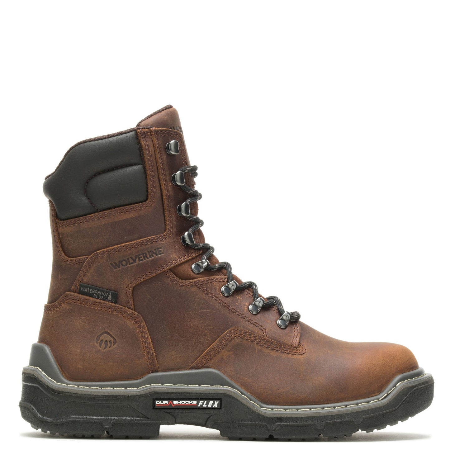 Peltz Shoes Men's Wolverine Boots Raider Durashocks 8in WP Work Boot PEANUT W211162