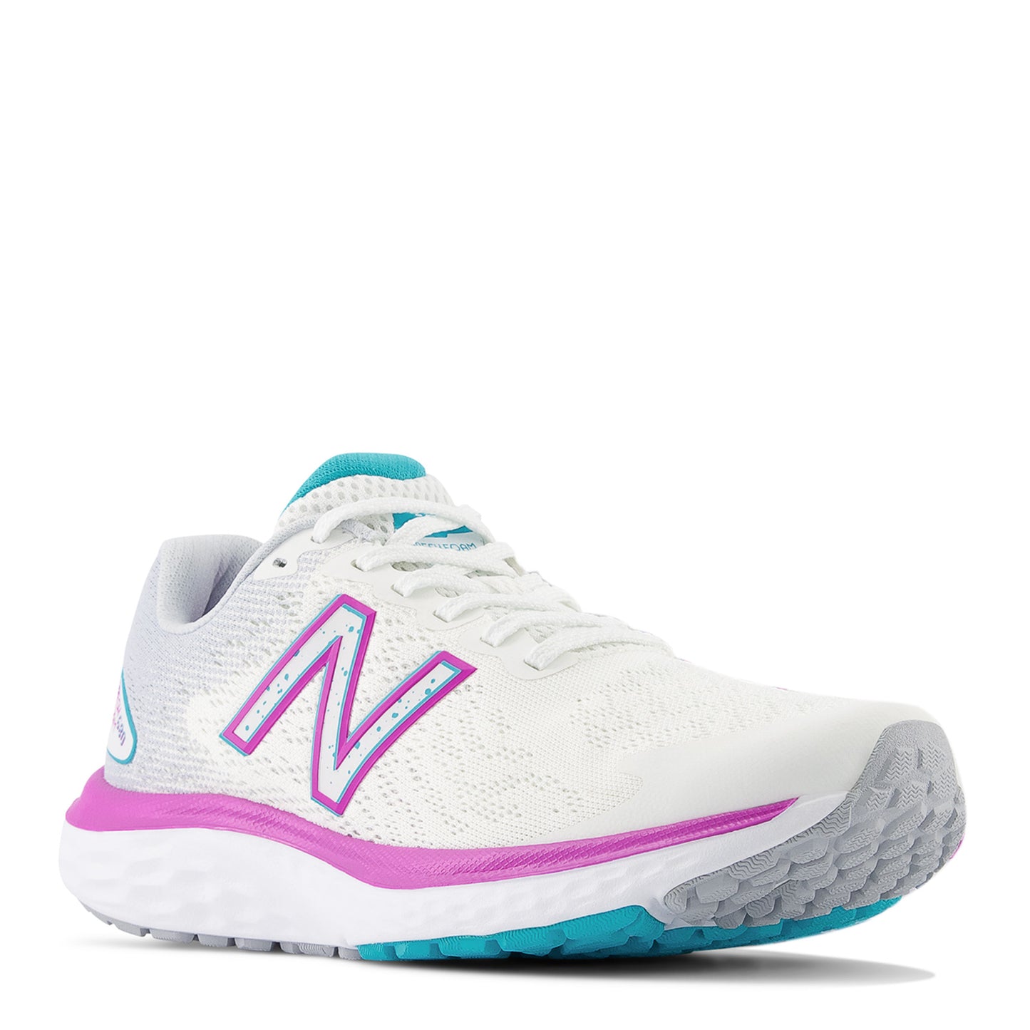 Peltz Shoes Women's New Balance 680v7 Running Shoe White Turquoise Pink W680WN7