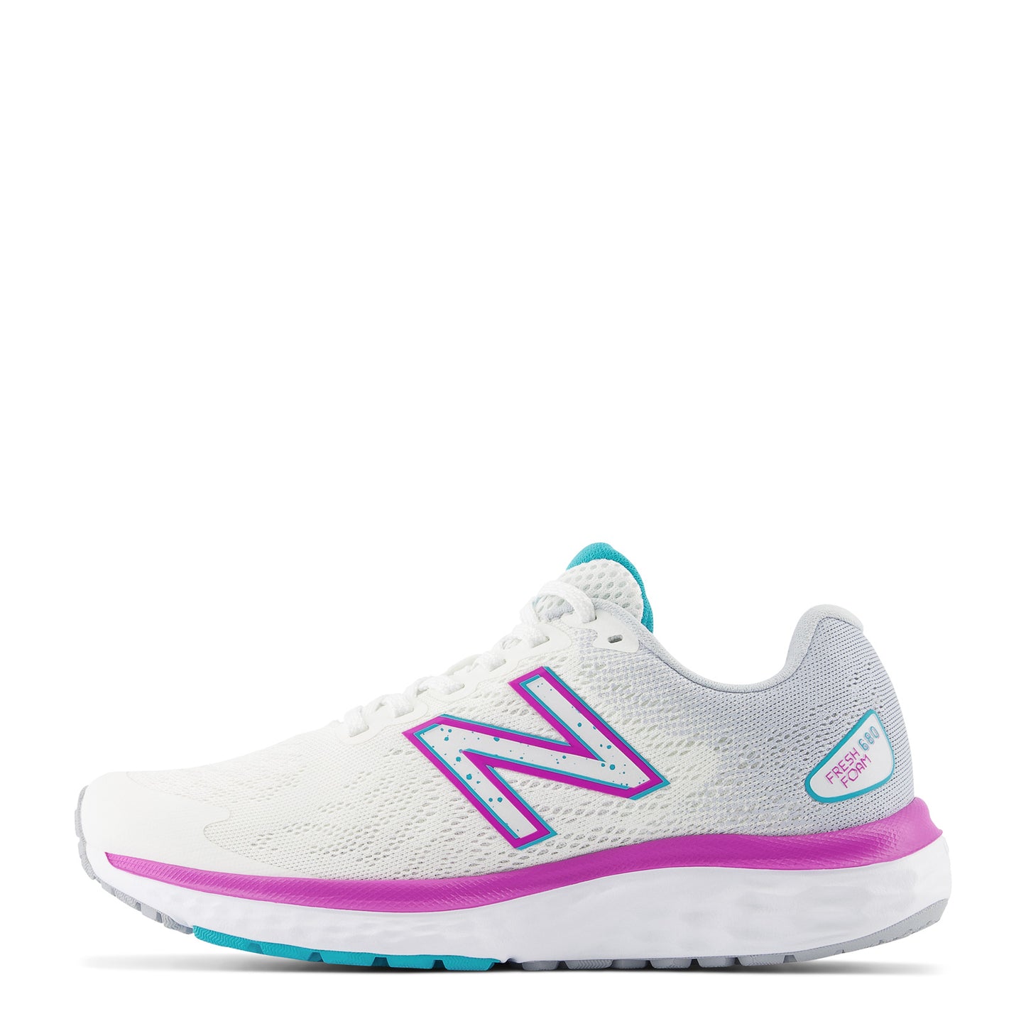 Peltz Shoes Women's New Balance 680v7 Running Shoe White Turquoise Pink W680WN7