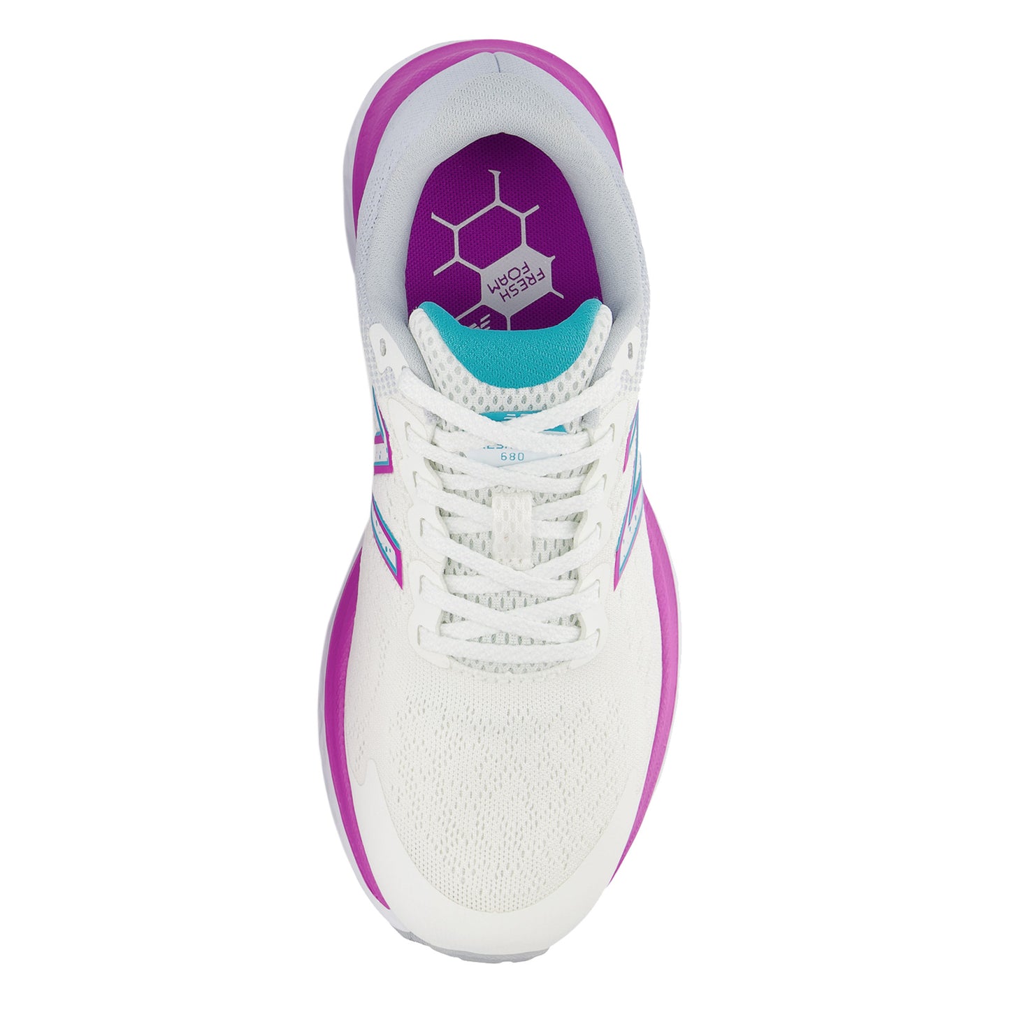 Peltz Shoes Women's New Balance 680v7 Running Shoe White Turquoise Pink W680WN7