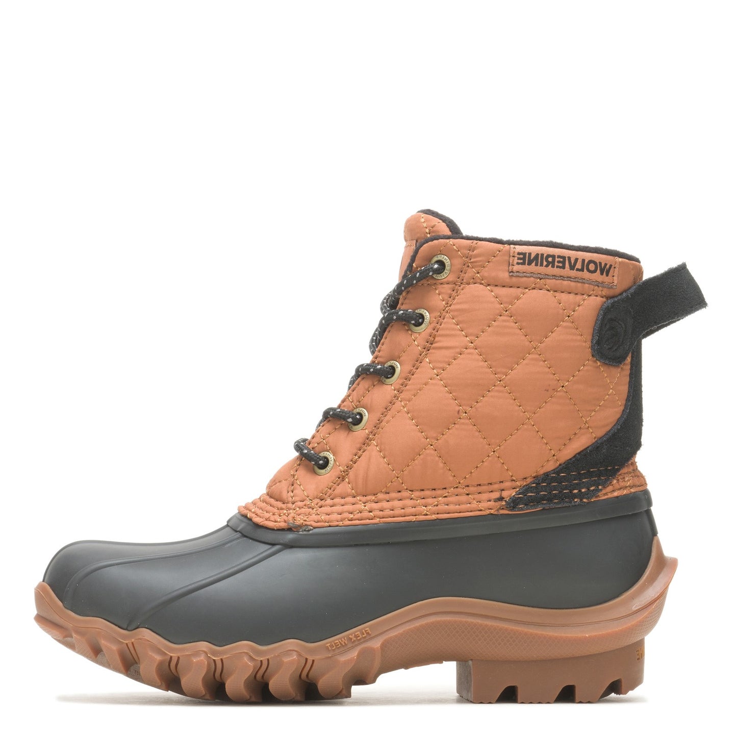 Peltz Shoes Women's Wolverine Torrent Quilted Duck Boot BROWN BLACK W880380
