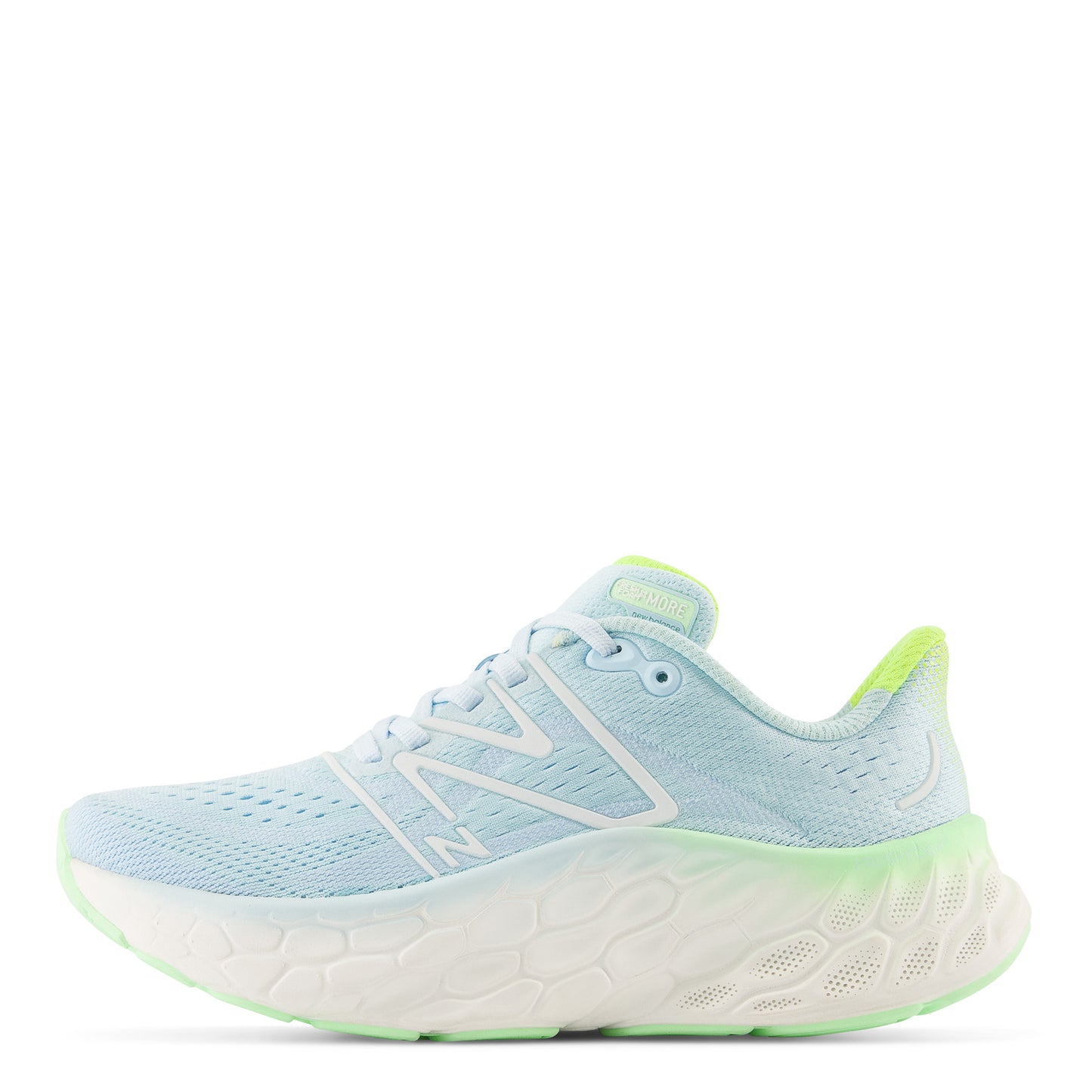 Peltz Shoes Women's New Balance Fresh Foam More v4 Running Shoe BLUE/GREEN AURA/WHITE WMORCK4
