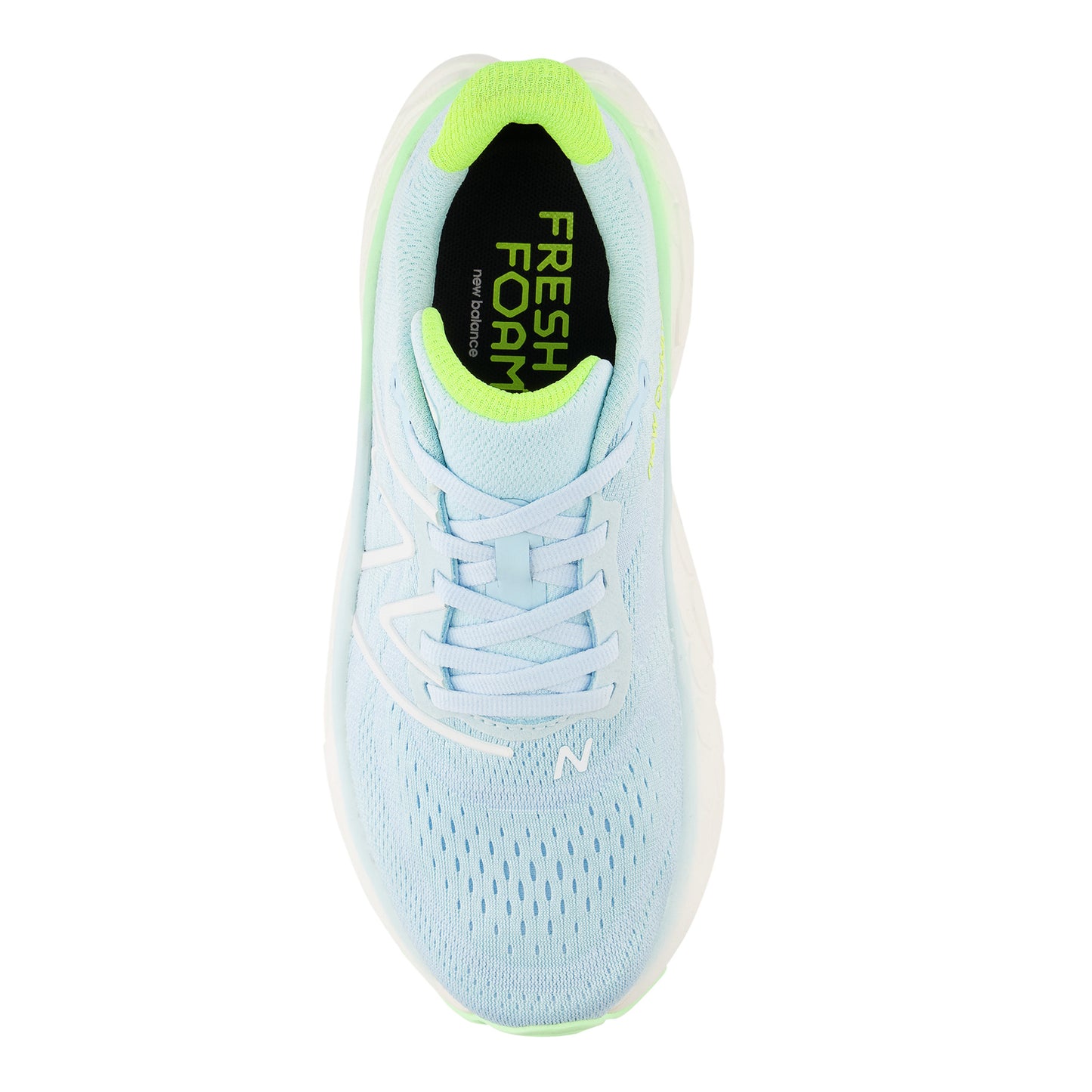 Peltz Shoes Women's New Balance Fresh Foam More v4 Running Shoe BLUE/GREEN AURA/WHITE WMORCK4