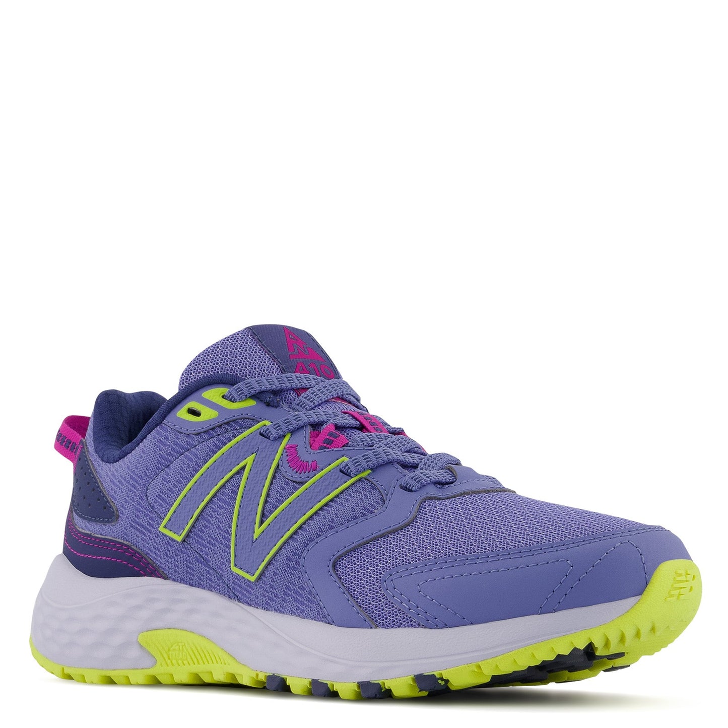 Peltz Shoes Women's New Balance 410V7 Trail Running Shoe PURPLE YELLOW WT410CB7