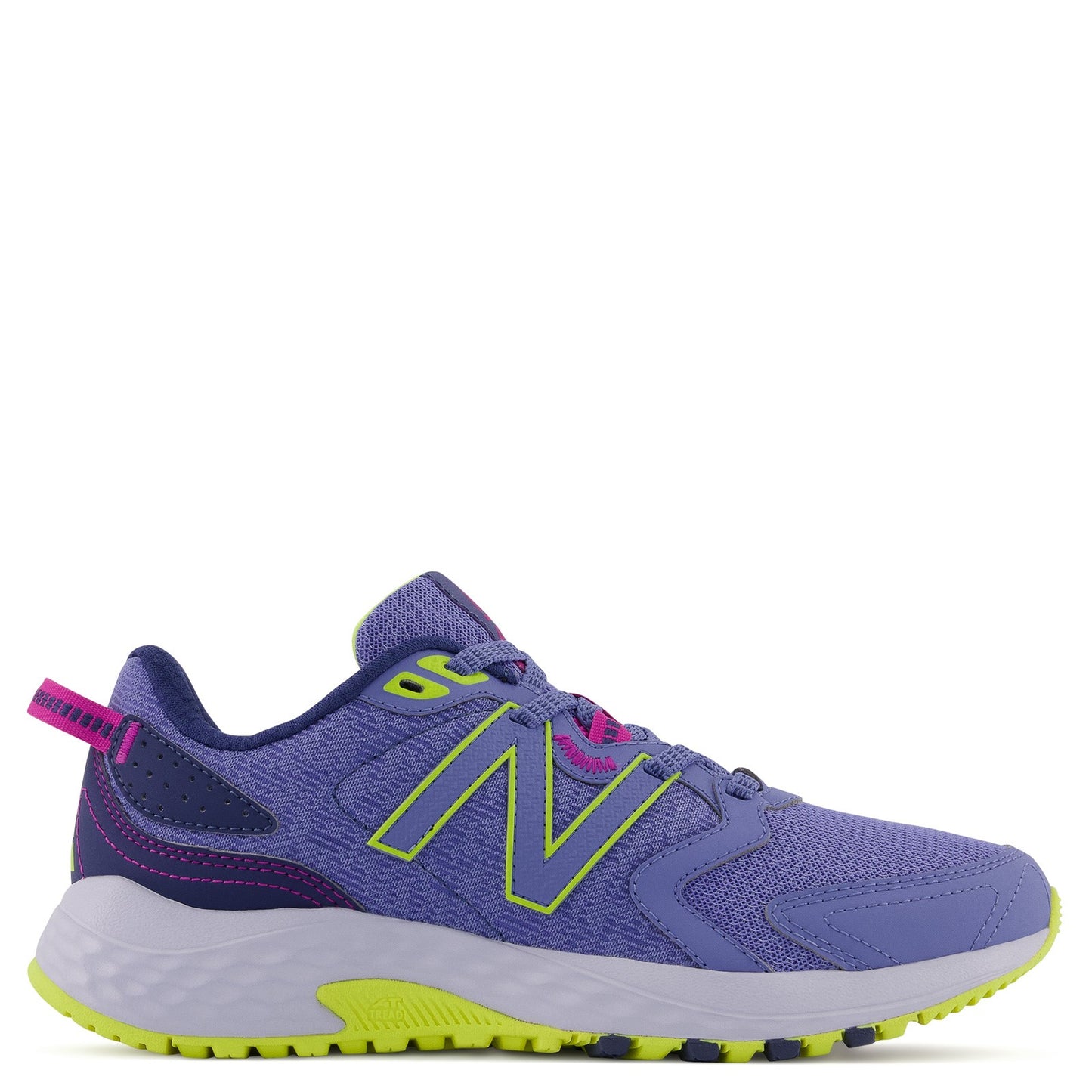 Peltz Shoes Women's New Balance 410V7 Trail Running Shoe PURPLE YELLOW WT410CB7