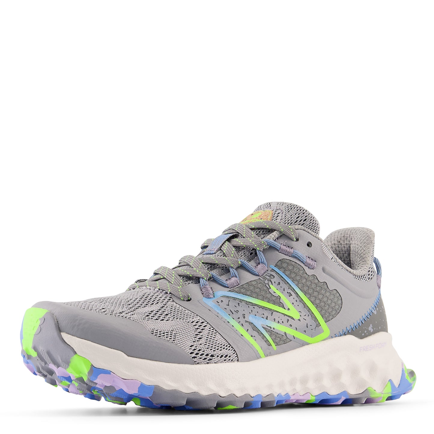 Peltz Shoes Women's New Balance Fresh Foam Garoe Trail Running Shoe SILVER/BLUE/GREEN WTGAROG1