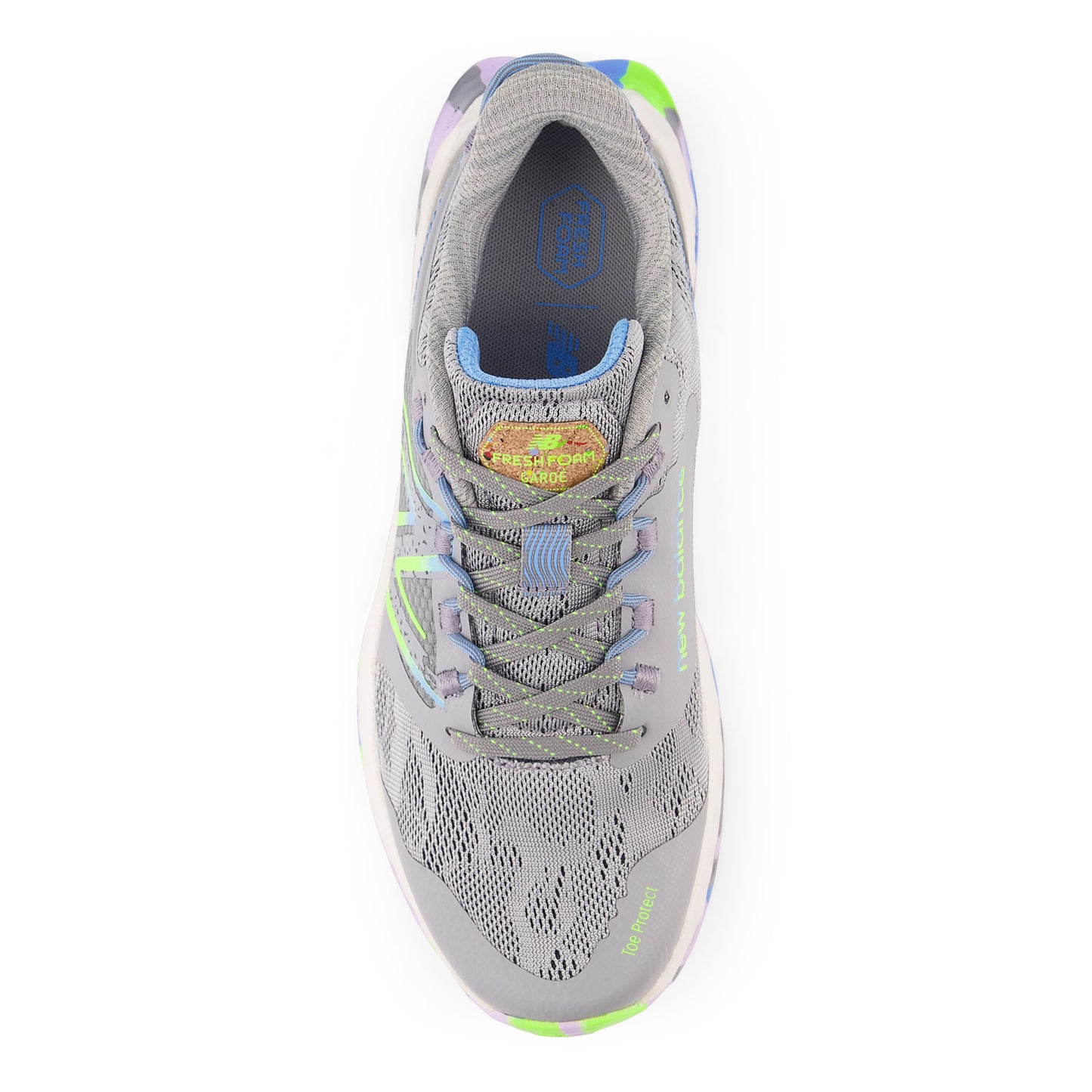 Peltz Shoes Women's New Balance Fresh Foam Garoe Trail Running Shoe SILVER/BLUE/GREEN WTGAROG1