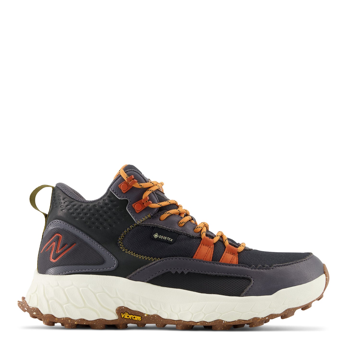 Peltz Shoes Women's New Balance Fresh Foam X Hierro Mid Trail Running Shoe Black Magnet Marigold WTHIMCCE