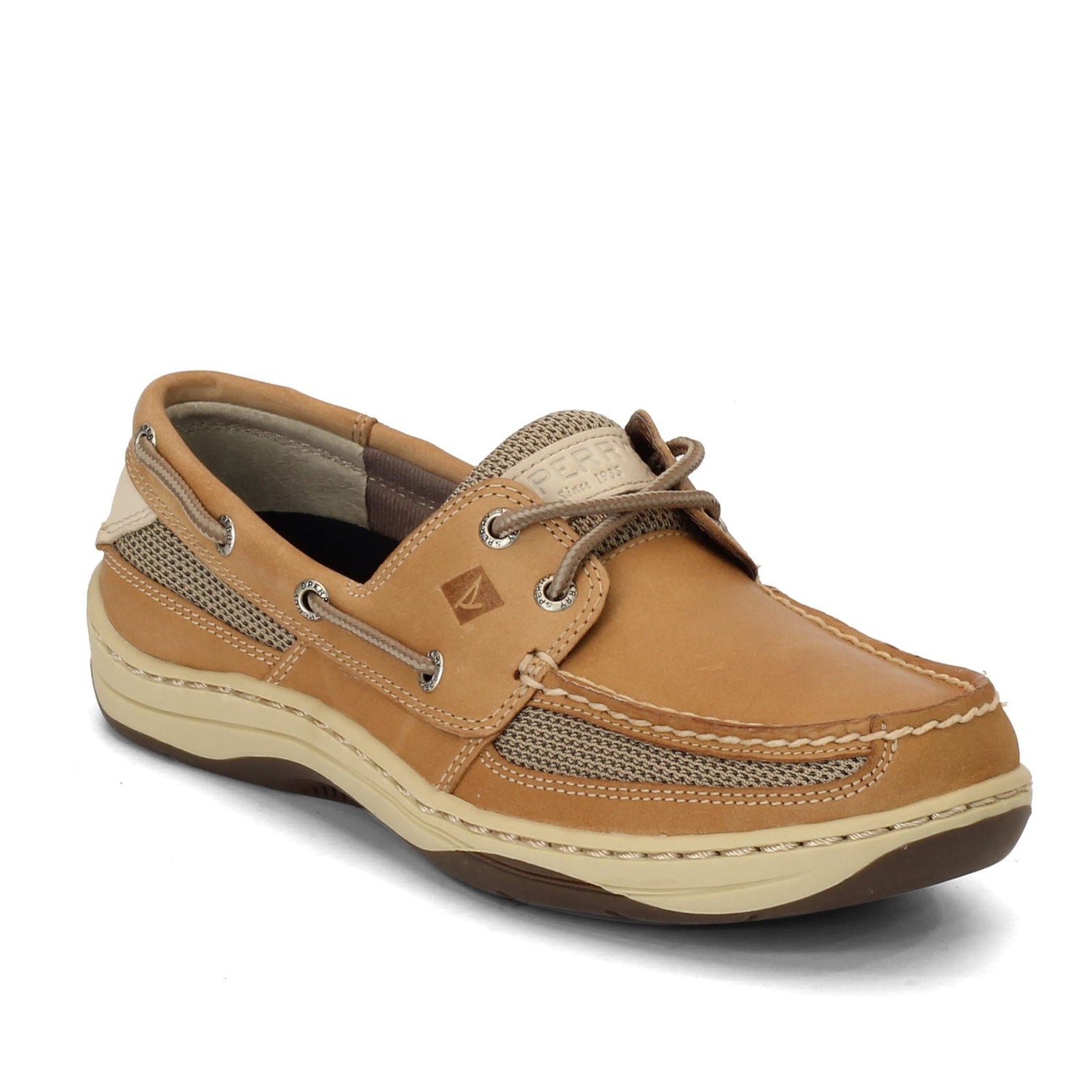 Peltz Shoes  Men's Sperry Tarpon 2-Eye Boat Shoes Tan/Beige 0771246