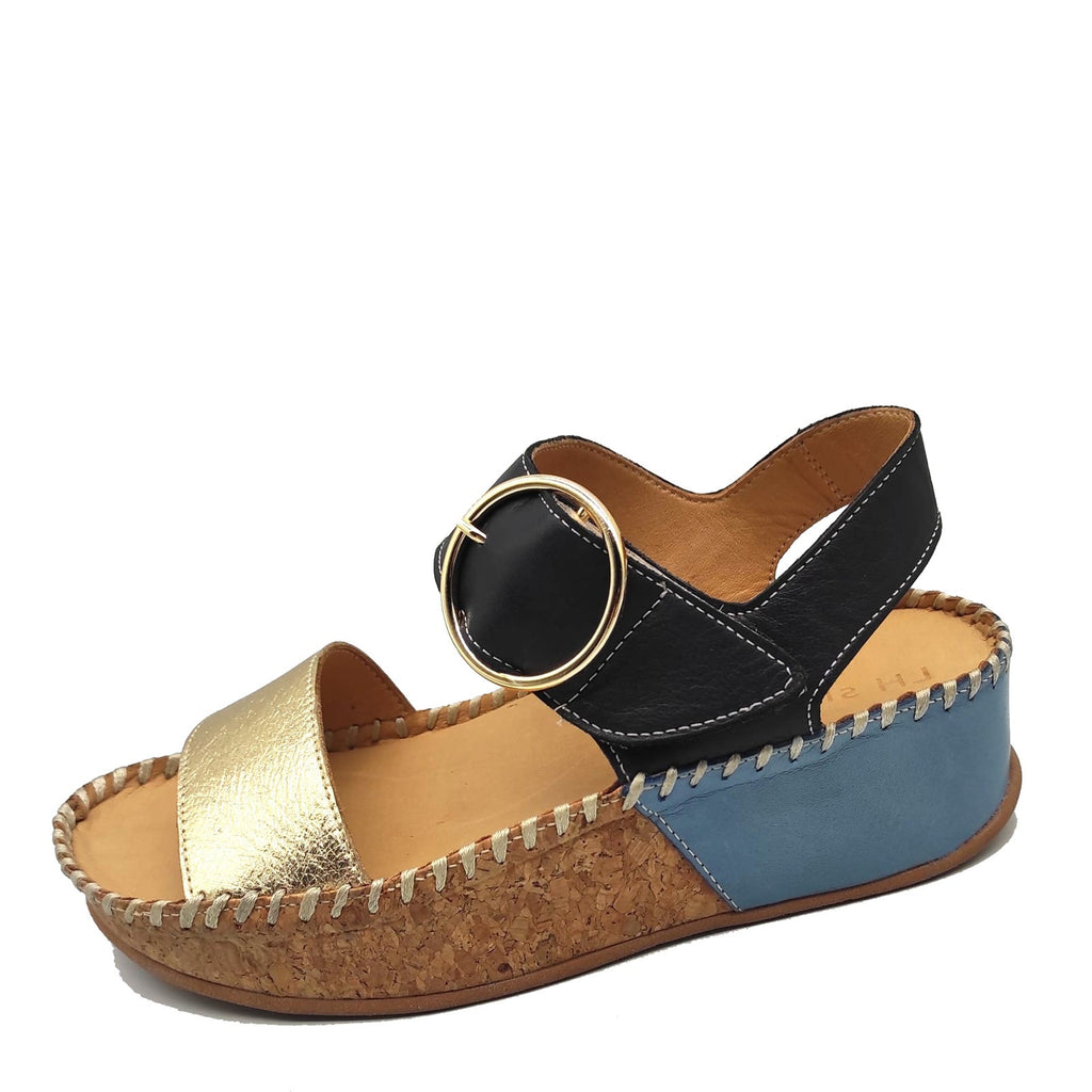 Women's Loves & Hope Anya Wedge Sandal GOLD/NAVY 10-1152 GLD-NAV