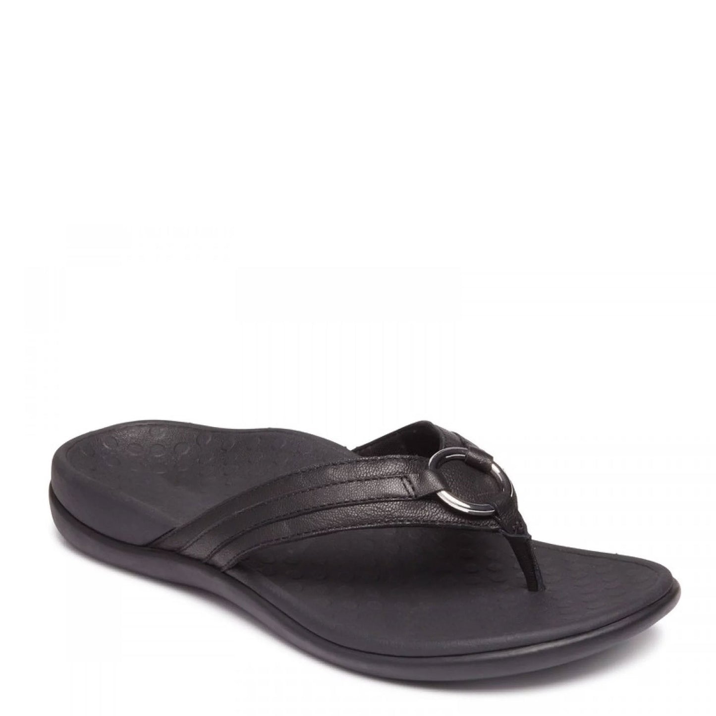 Peltz Shoes  Women's Vionic Tide Aloe Sandal BLACK LEATHER 10010887-BLK
