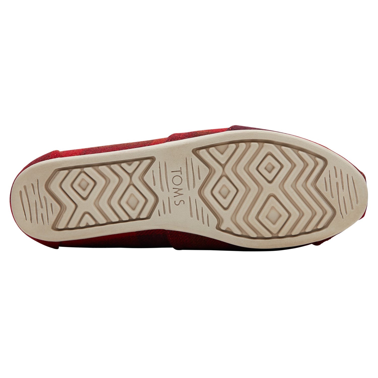 Peltz Shoes  Women's Toms Alpargata Faux Fur Lined Slip-On RED PLAID 10016748