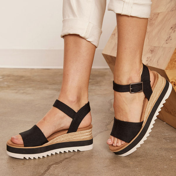 Women's TOMS Diana Sandal BLACK CANVAS 10017856