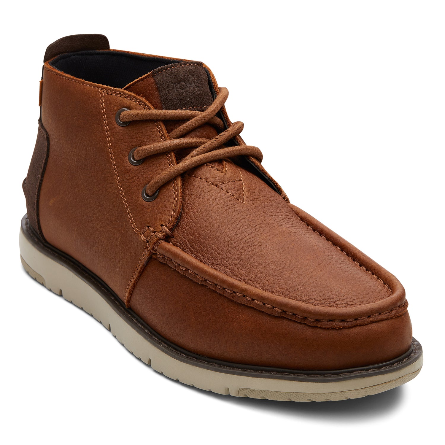 Peltz Shoes  Men's Toms Navi Moc Chukka Boot Brushwood Brown Leather 10018743