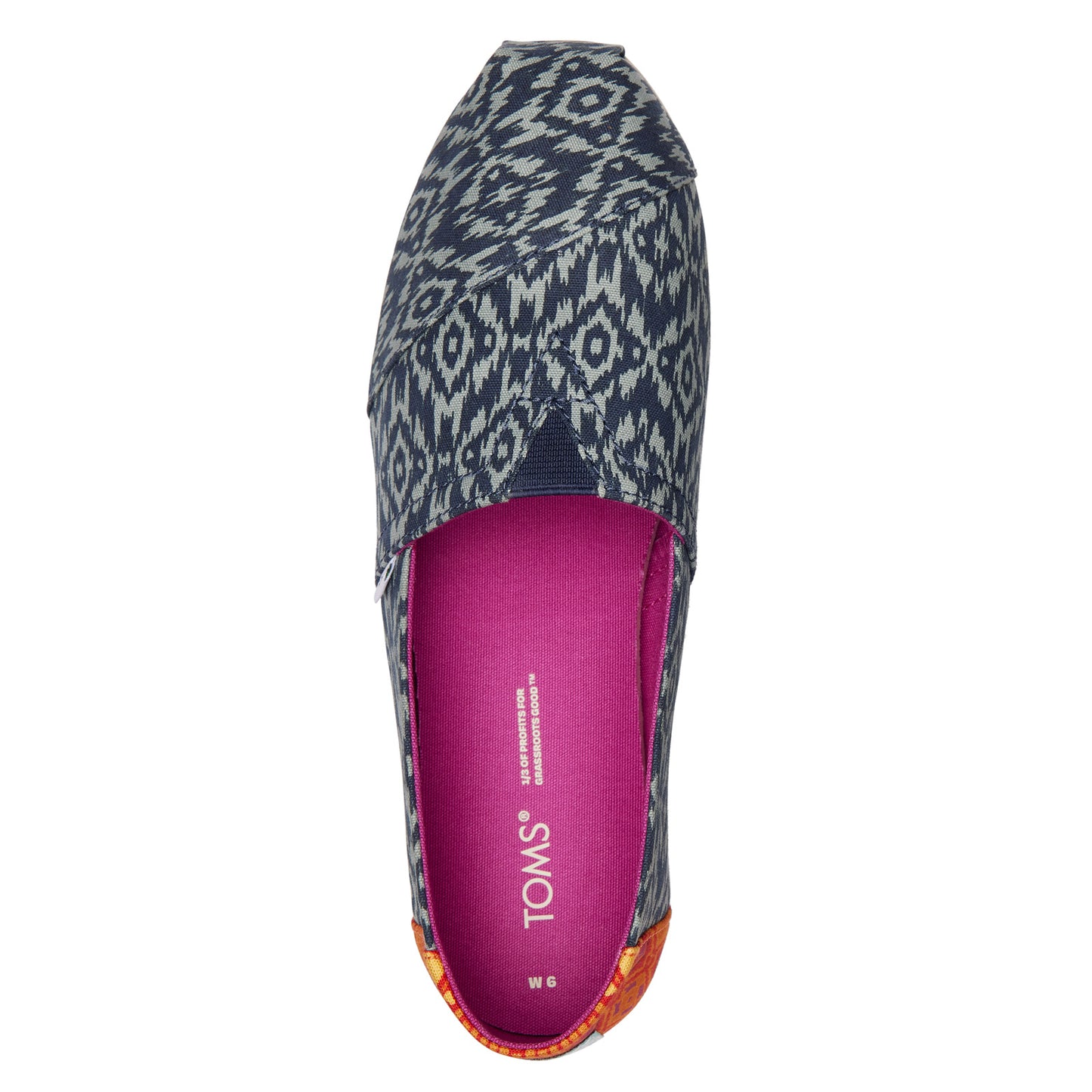 Peltz Shoes  Women's Toms Alpargata Slip-On IKAT NAVY 10018762