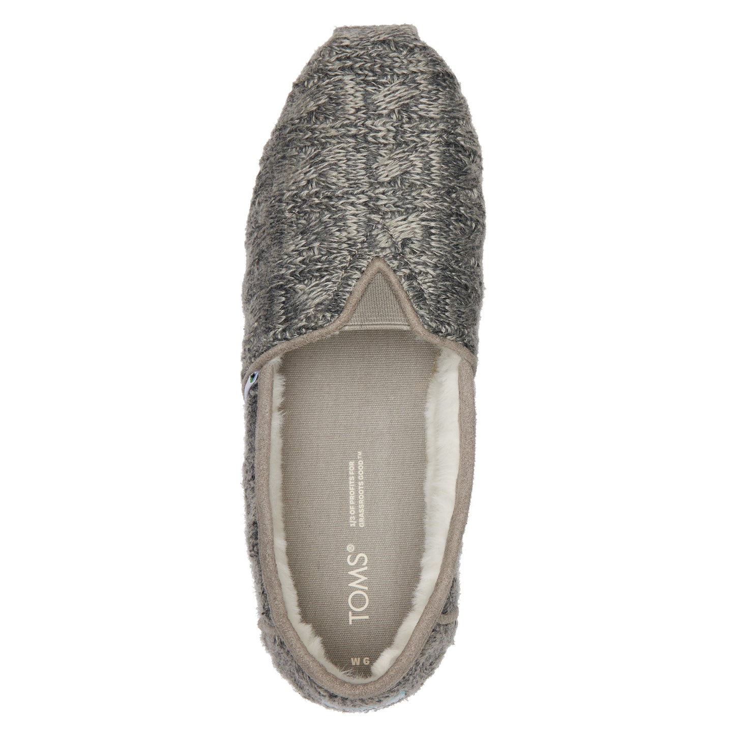 Peltz Shoes  Women's Toms Alpargata Faux Fur Lined Slip-On CEMENT 10018878