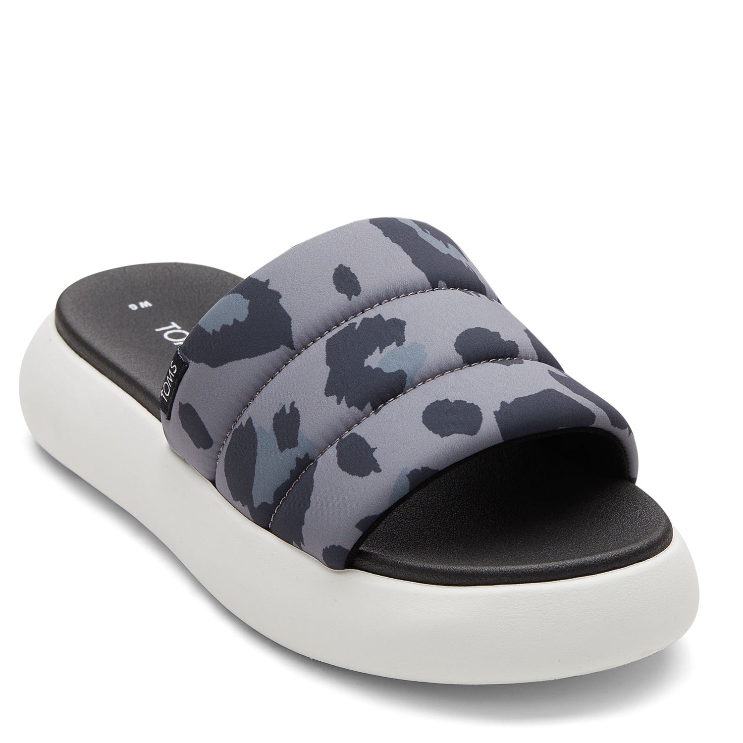 Peltz Shoes  Women's Toms Alpargata Mallow Slide Sandal GREY LEOPARD 10018981