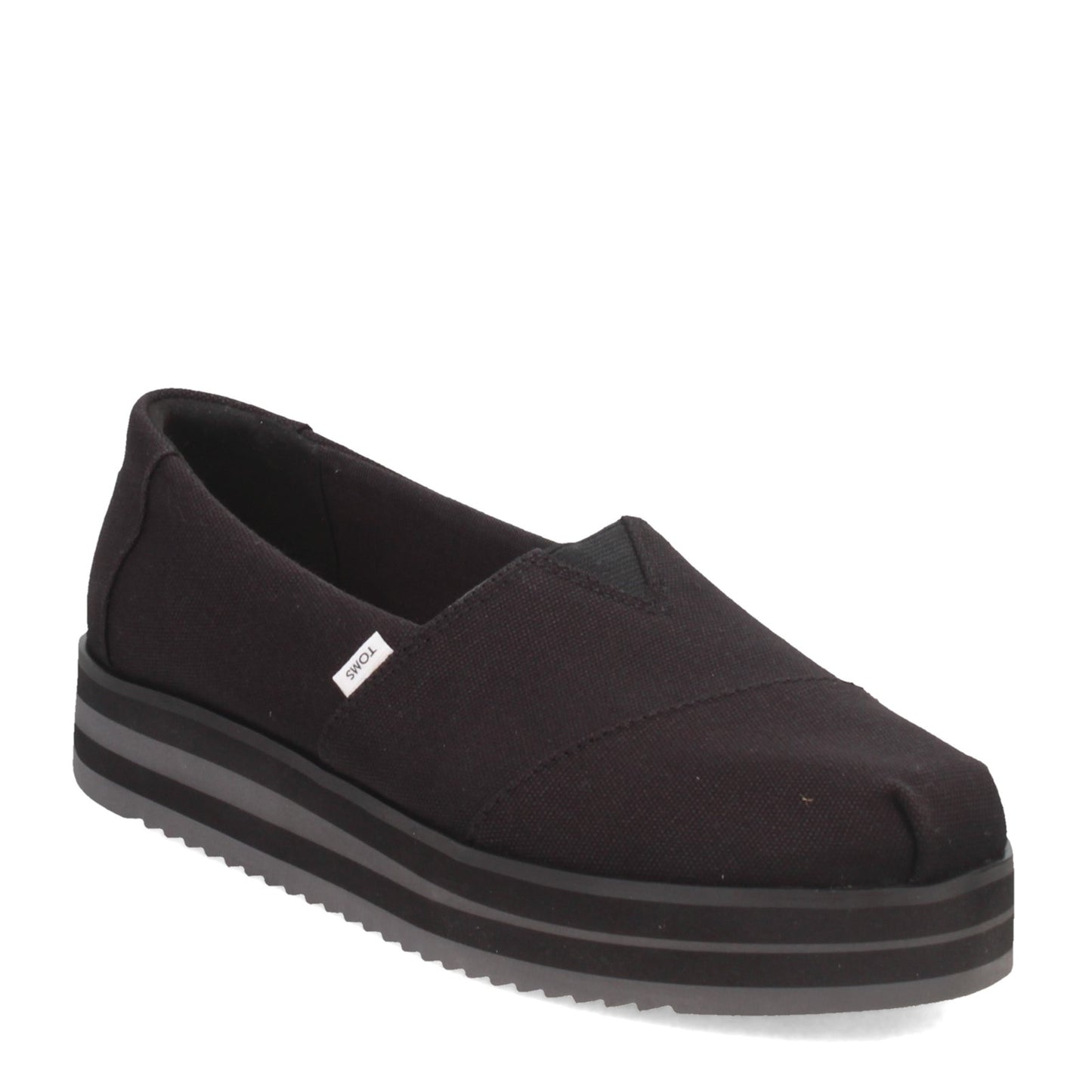 Peltz Shoes  Women's Toms Alpargata Midform Espadrille Slip-On BLACK 10019466