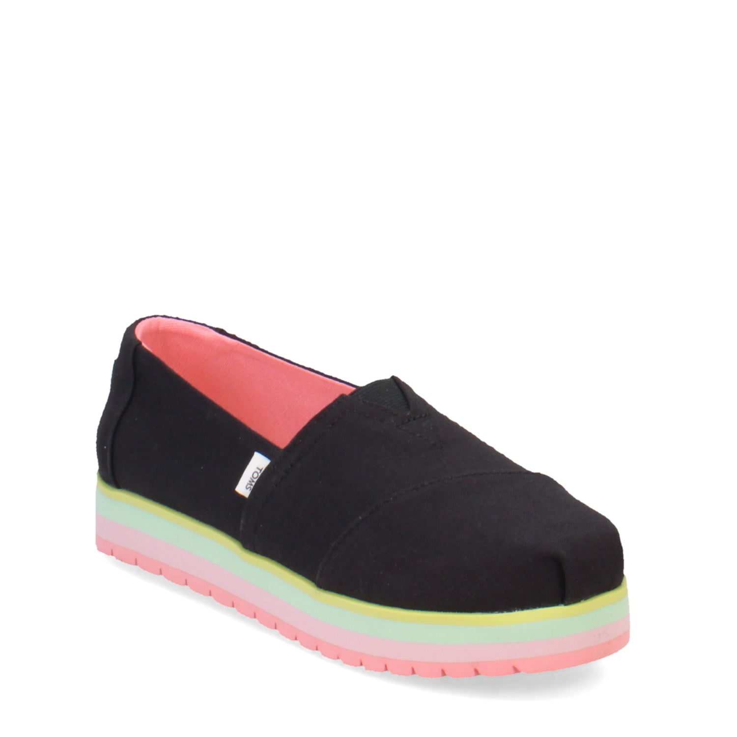 Peltz Shoes  Girl's Toms Alpargata Platform Slip-On - Little Kid & Big Kid Black Pastel Multi 10019784-001