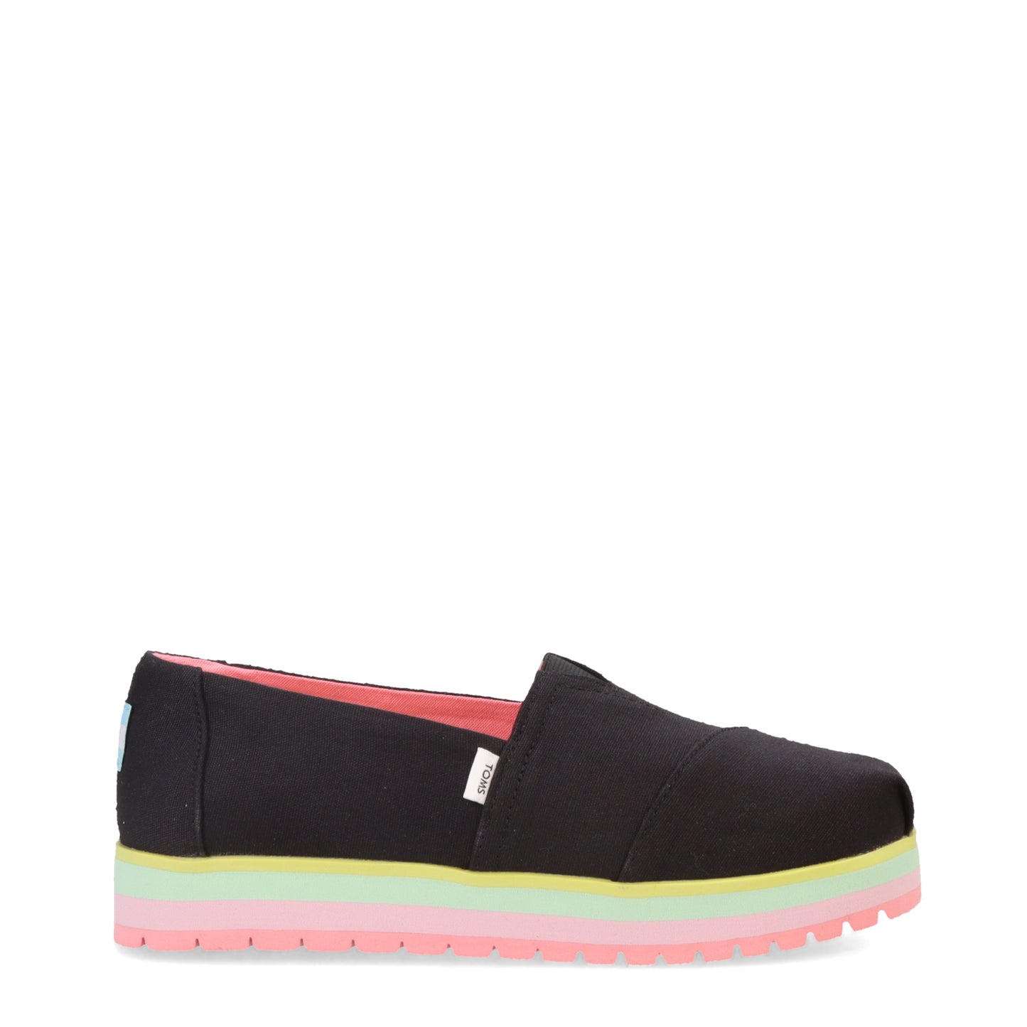 Peltz Shoes  Girl's Toms Alpargata Platform Slip-On - Little Kid & Big Kid Black Pastel Multi 10019784-001
