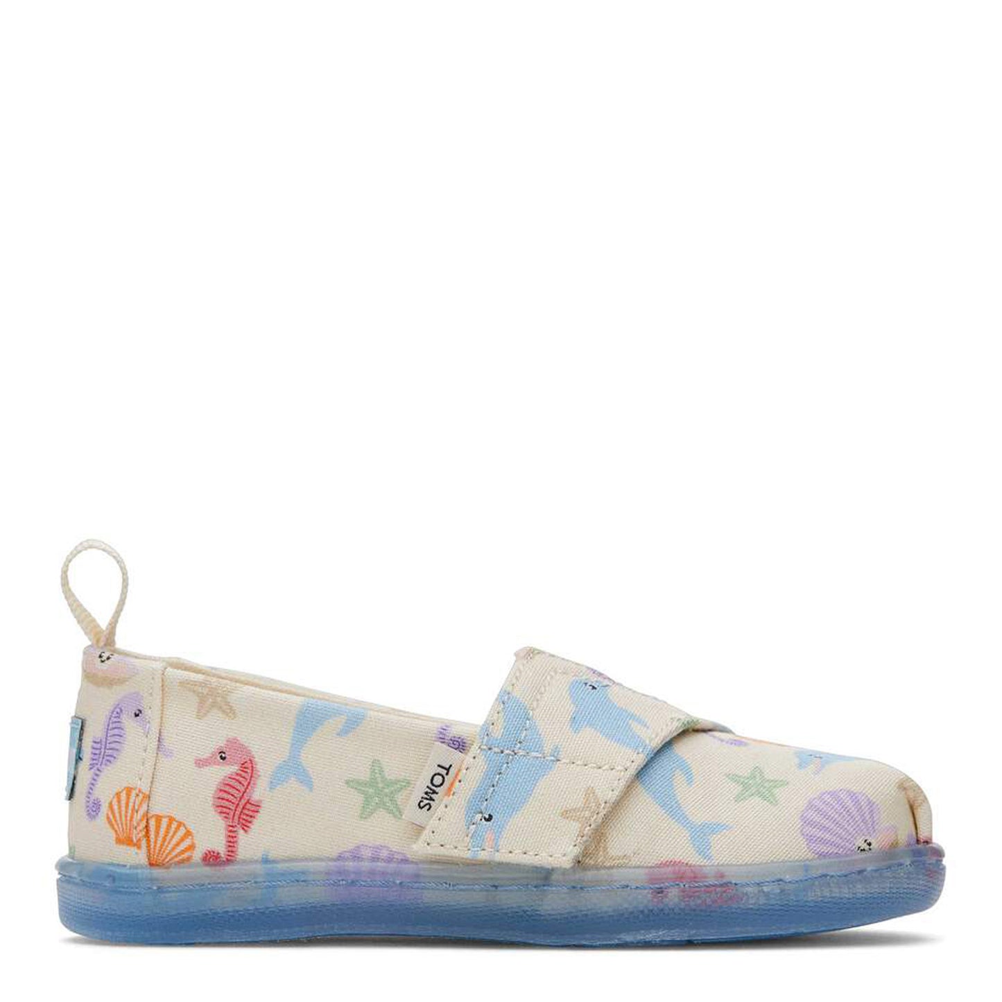 Peltz Shoes  Girl's Toms Alpargata Tiny Slip-On - Toddler Beige Blue Sealife 10020632