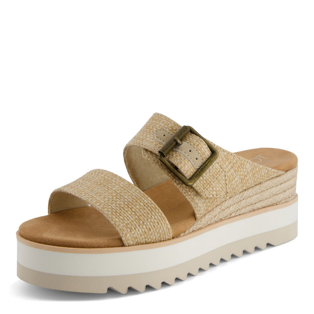 Women's TOMS Diana Mule Buckle Sandal ALMOND RAFFIA 10022517