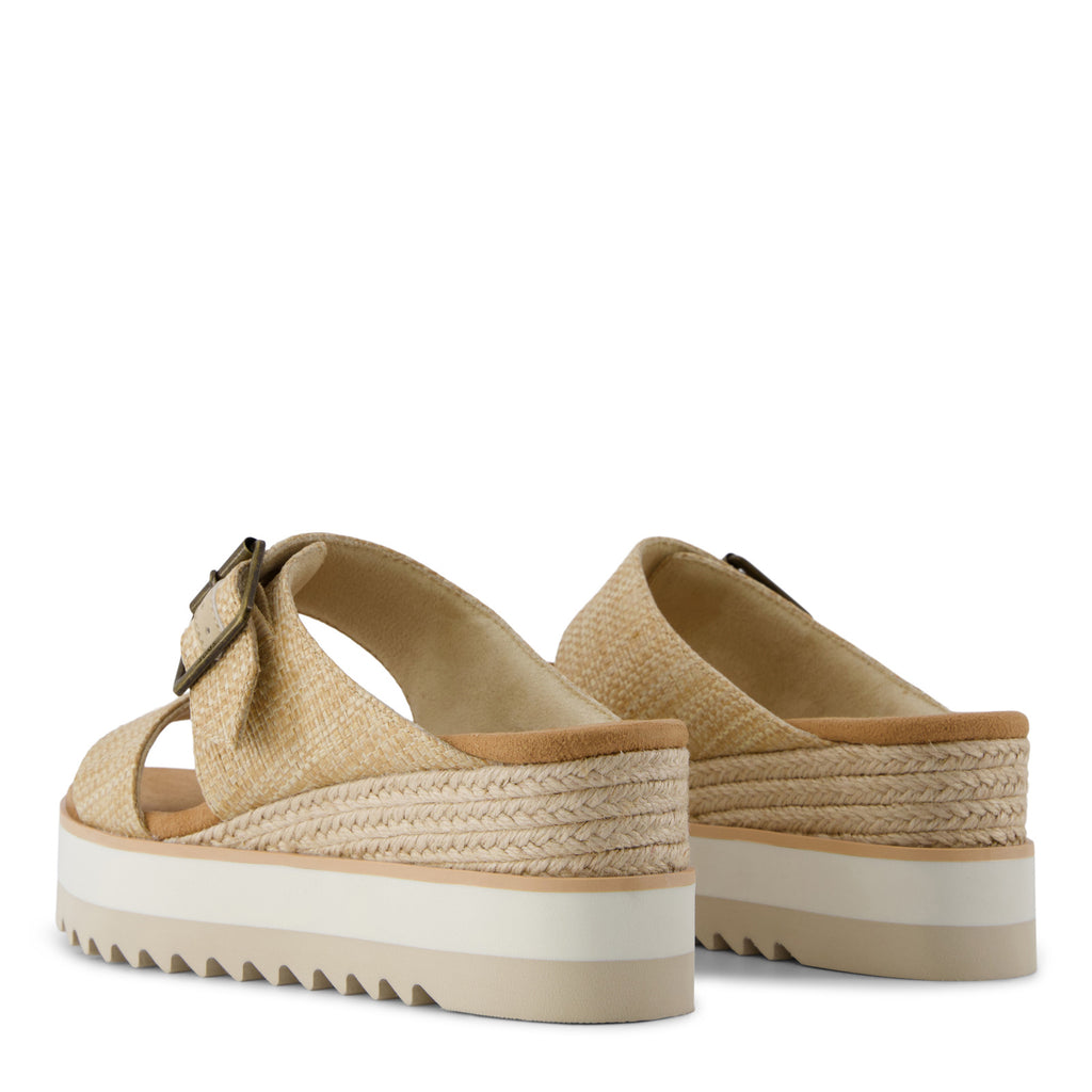 Women's TOMS Diana Mule Buckle Sandal ALMOND RAFFIA 10022517