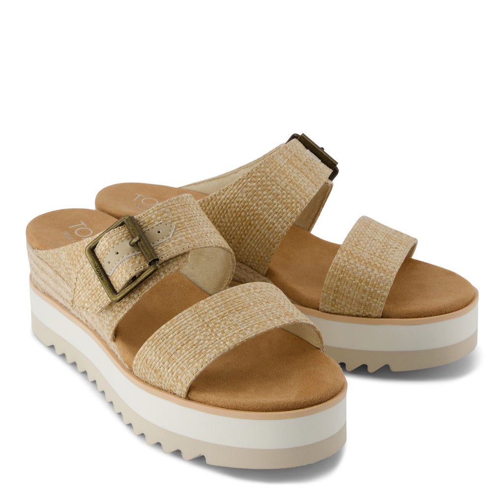 Women's TOMS Diana Mule Buckle Sandal ALMOND RAFFIA 10022517