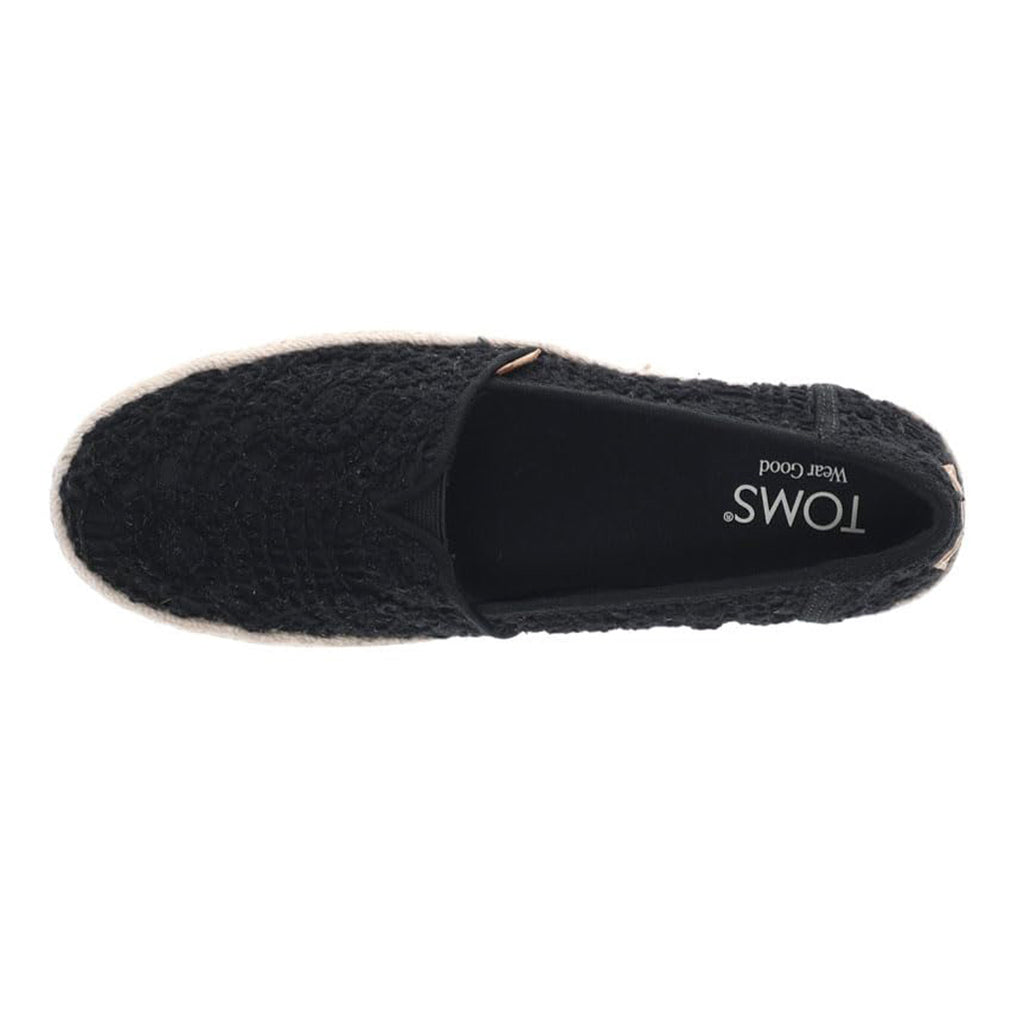 Women's TOMS Valencia Slip-On BLACK CROCHET 10023046