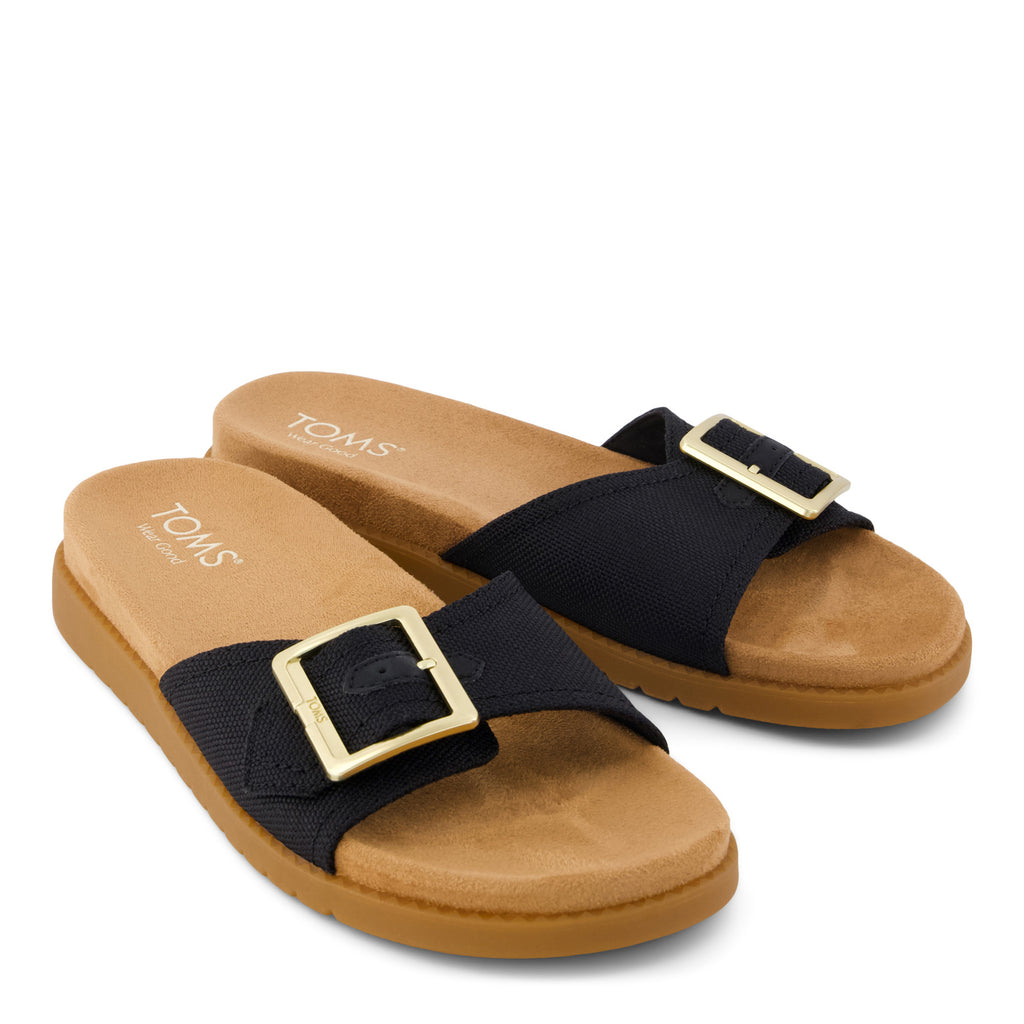 Women's TOMS Marin Slide Sandal BLACK CANVAS 10023103