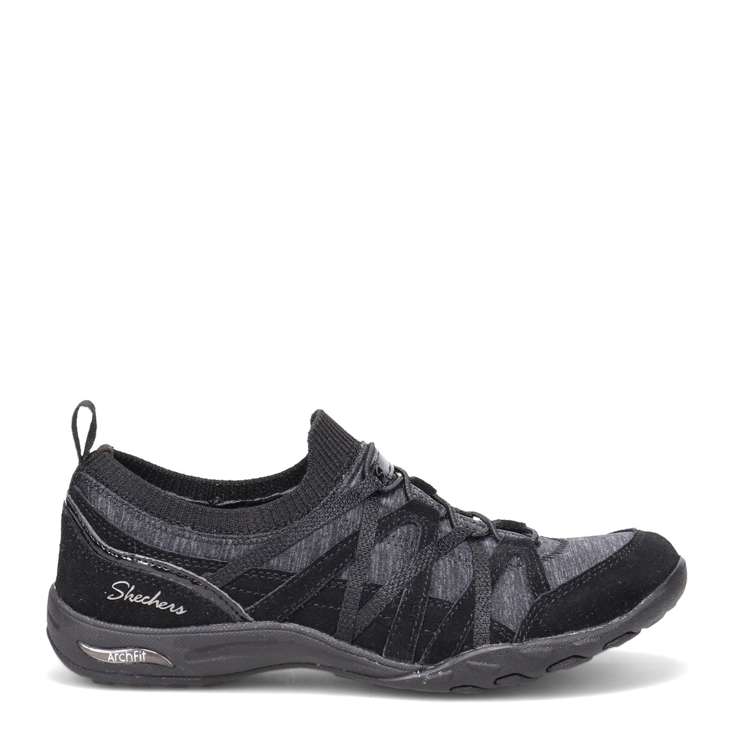 Peltz Shoes  Women's Skechers Arch Fit Comfy - Bold Statement Slip-On BLACK 100275-BLK