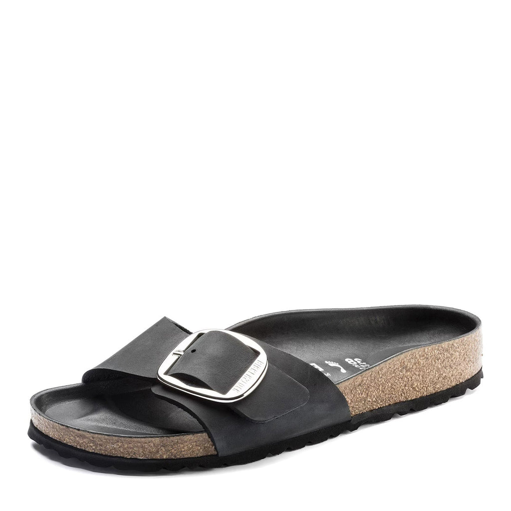 Women's Birkenstock Madrid Big Buckle Sandal BLACK OILED LEATHER 1006523 N