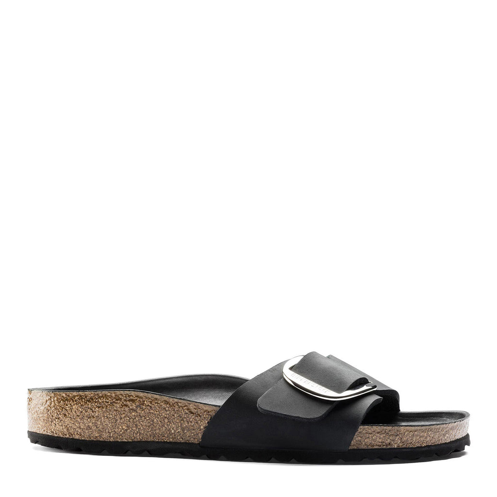 Women's Birkenstock Madrid Big Buckle Sandal BLACK OILED LEATHER 1006523 N