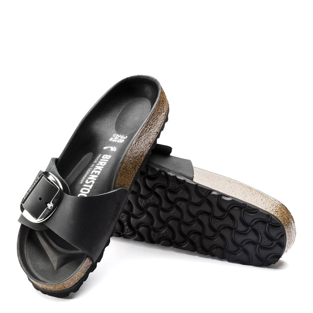 Women's Birkenstock Madrid Big Buckle Sandal BLACK OILED LEATHER 1006523 N