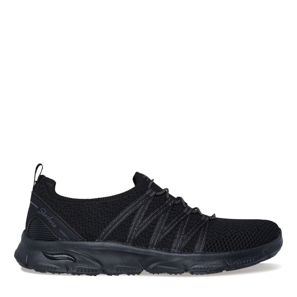 Women's Skechers Arch Fit: Sunny - Creative Pass Sneaker BLACK/BLACK 100728-BBK
