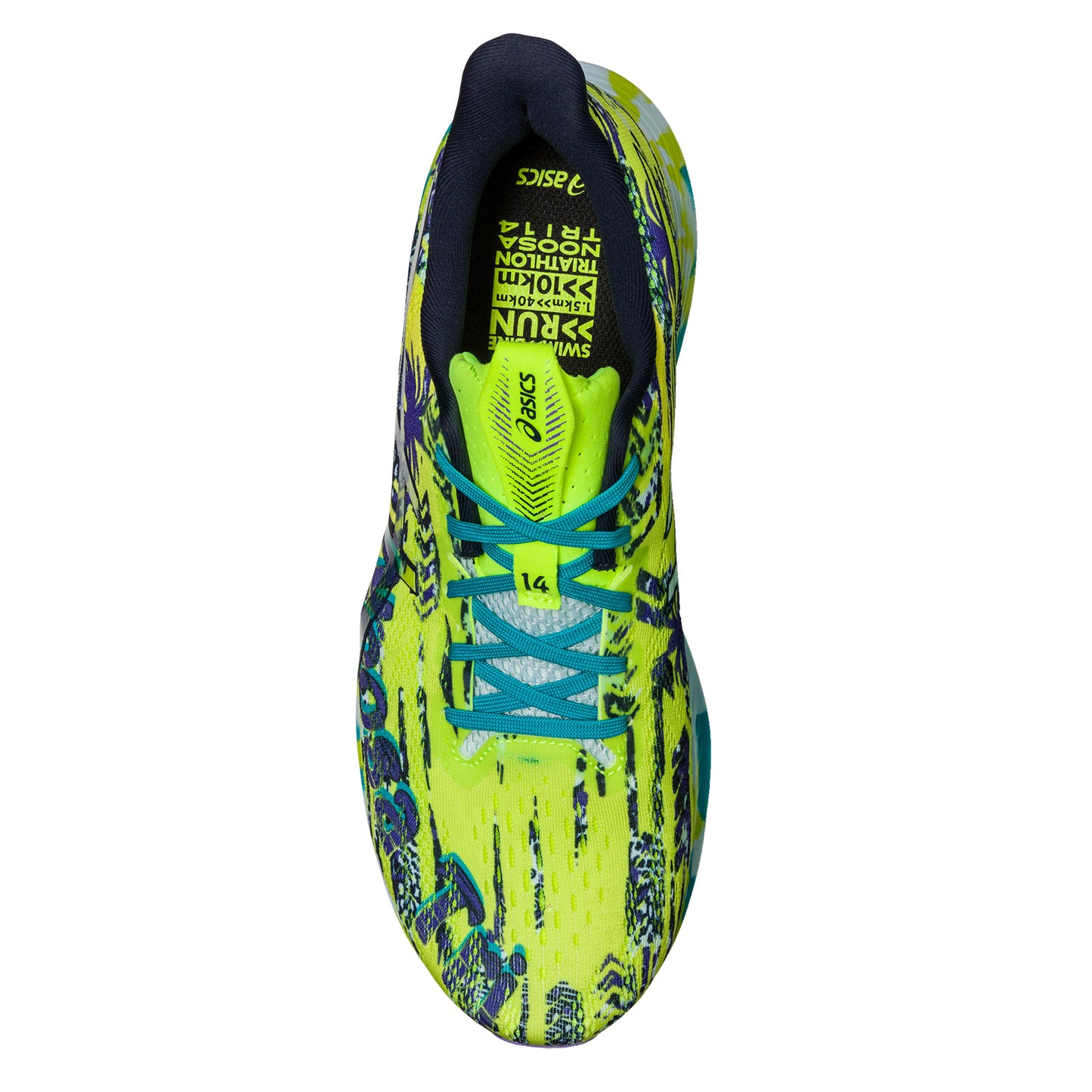 Peltz Shoes  Men's ASICS GEL-Noosa Tri 14 Running Shoe LIME ZEST/SKY 1011B368-301