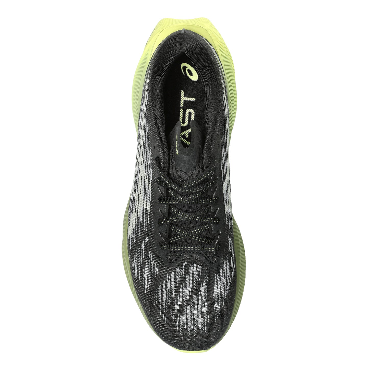 Peltz Shoes  Men's ASICS Novablast 3 Running Shoe GREEN BLACK WHITE 1011B458-005