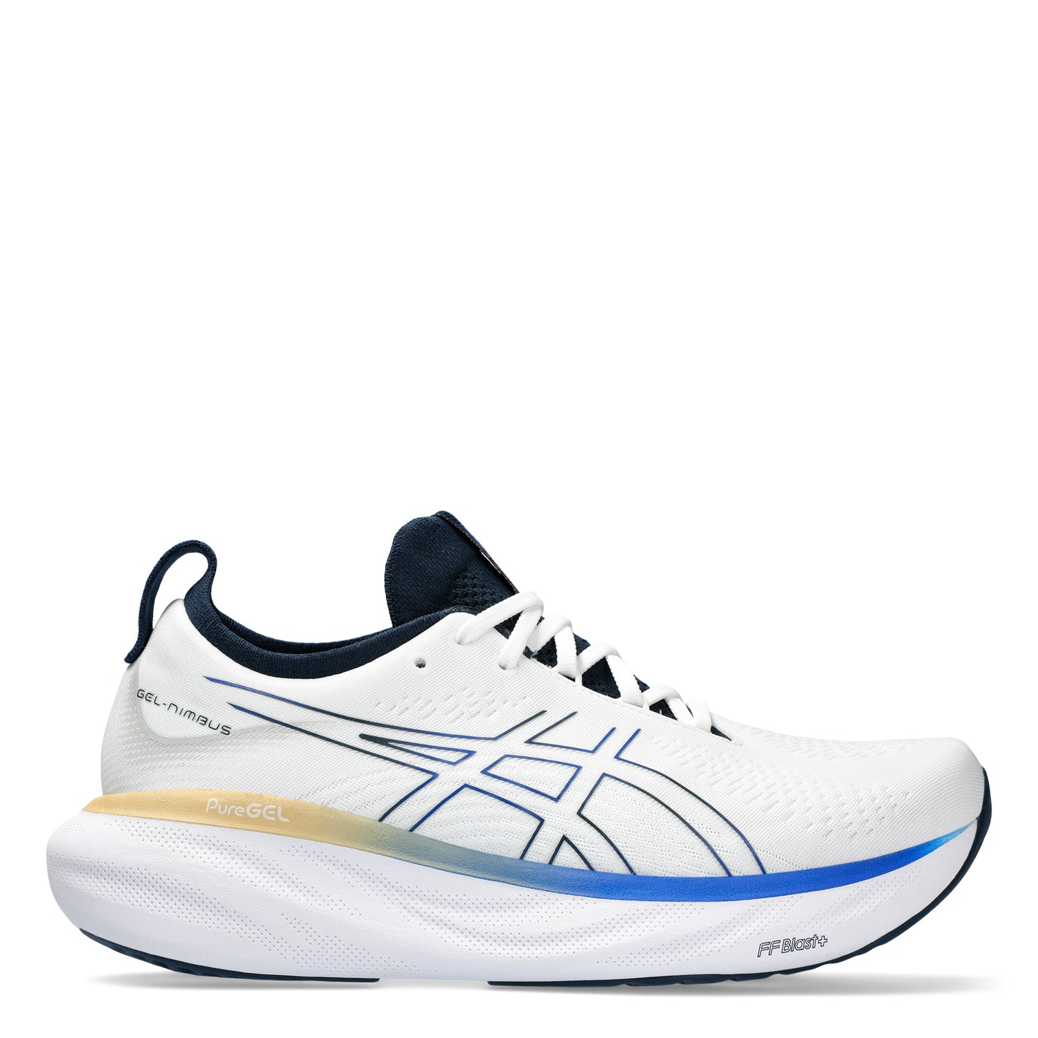Peltz Shoes  Men's ASICS GEL-Nimbus 25 Running Shoe White Illusion 1011B547-104