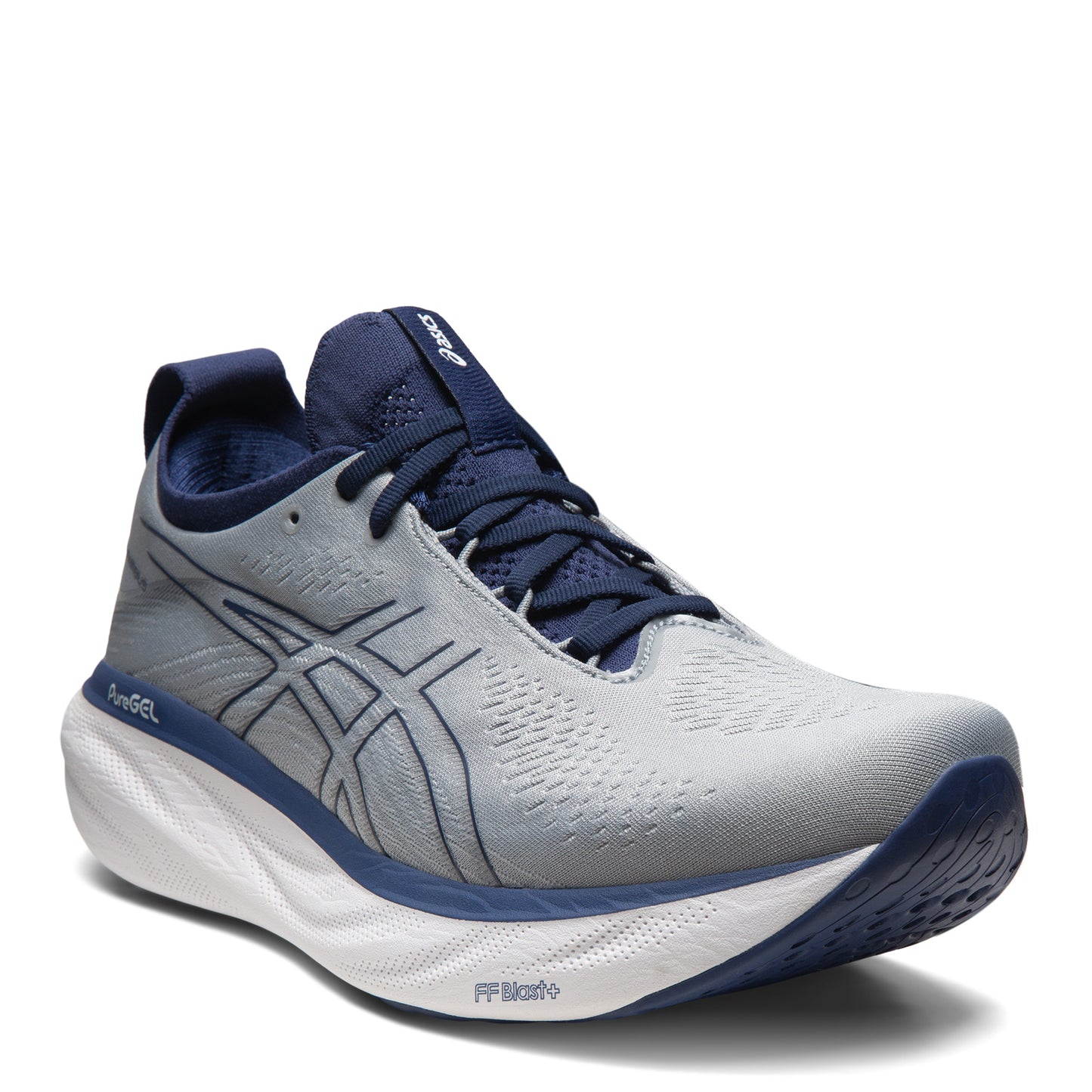 Peltz Shoes  Men's ASICS GEL-Nimbus 25 Running Shoe - Wide Width Sheet Rock / Indigo 1011B625-021