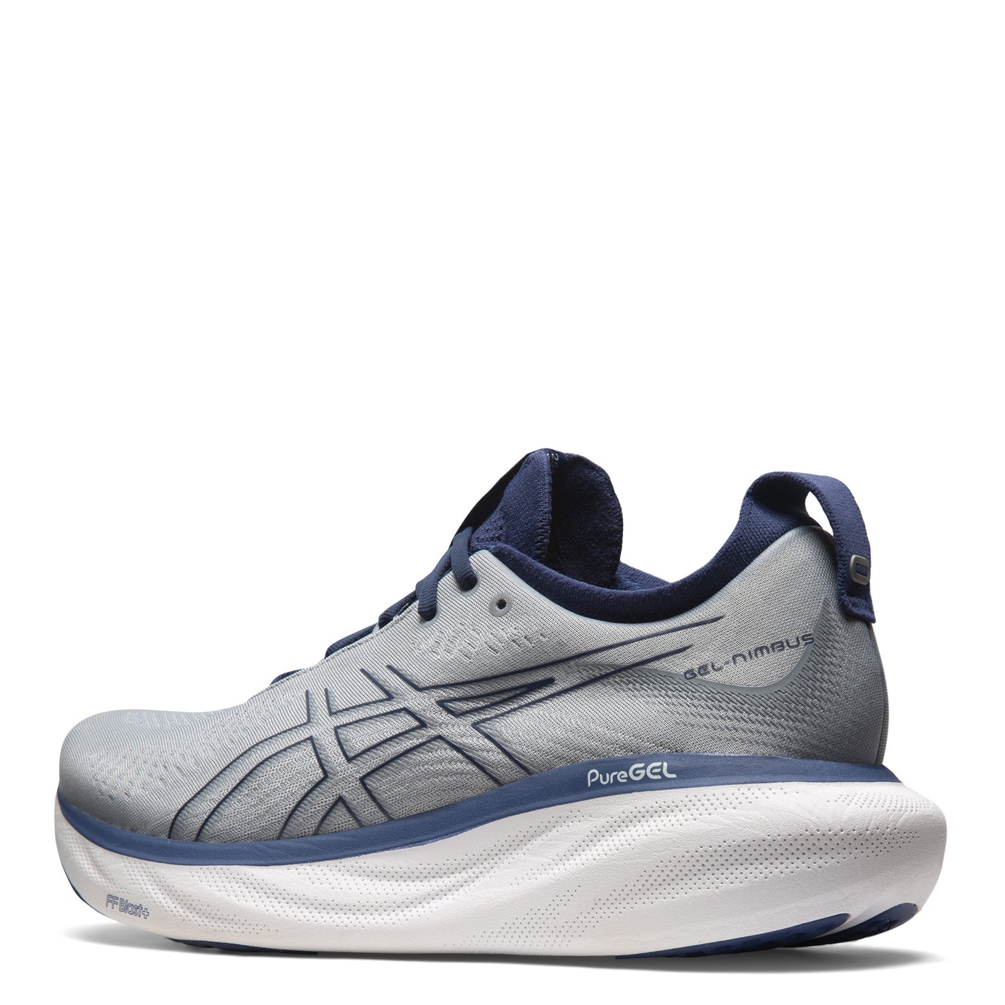 Peltz Shoes  Men's ASICS GEL-Nimbus 25 Running Shoe - Wide Width Sheet Rock / Indigo 1011B625-021