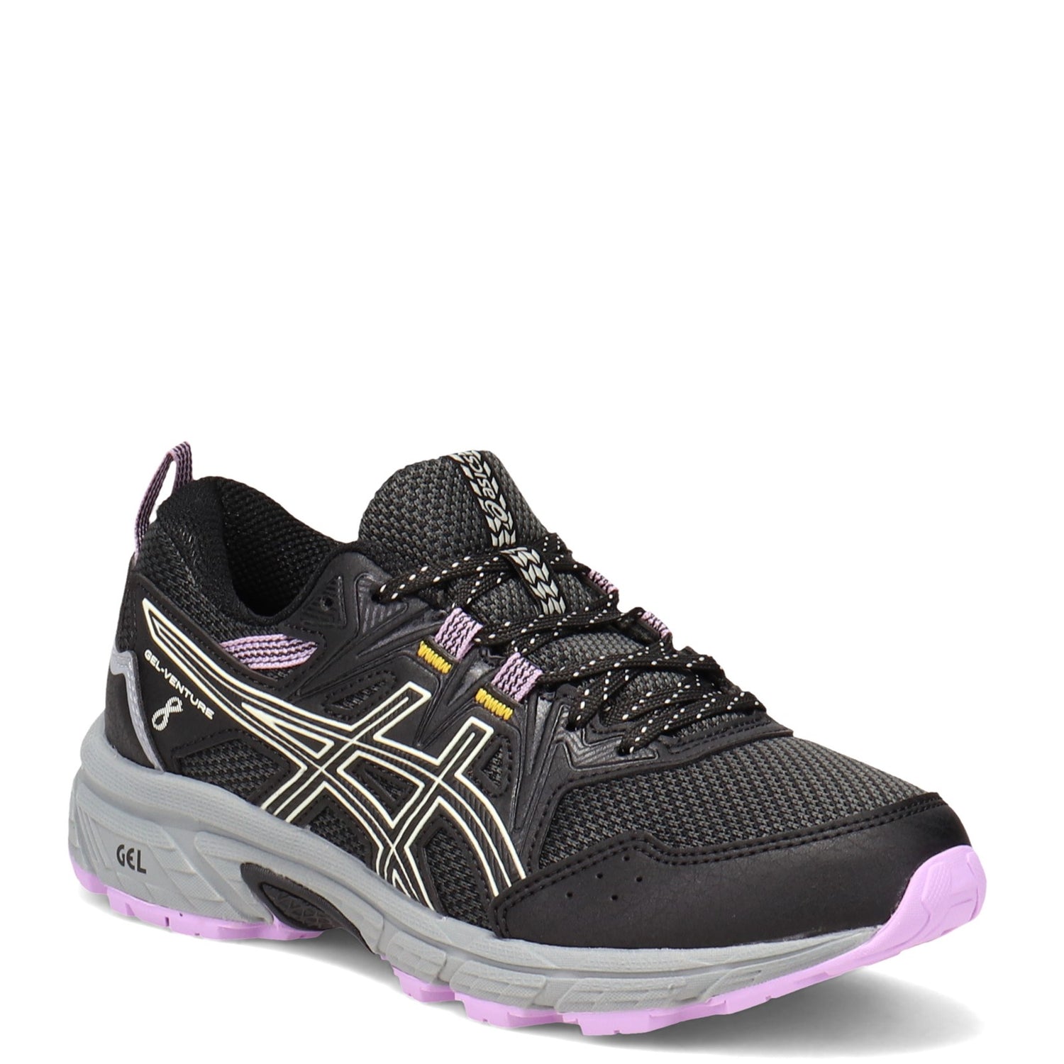 Peltz Shoes  Women's ASICS GEL-Venture 8 Trail Running Shoe BLACK / IVORY 1012A708.002