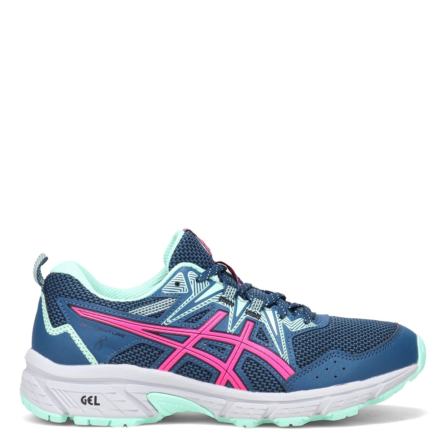 Peltz Shoes  Women's ASICS GEL-Venture 8 Trail Running Shoe BLUE PINK 1012B230.400