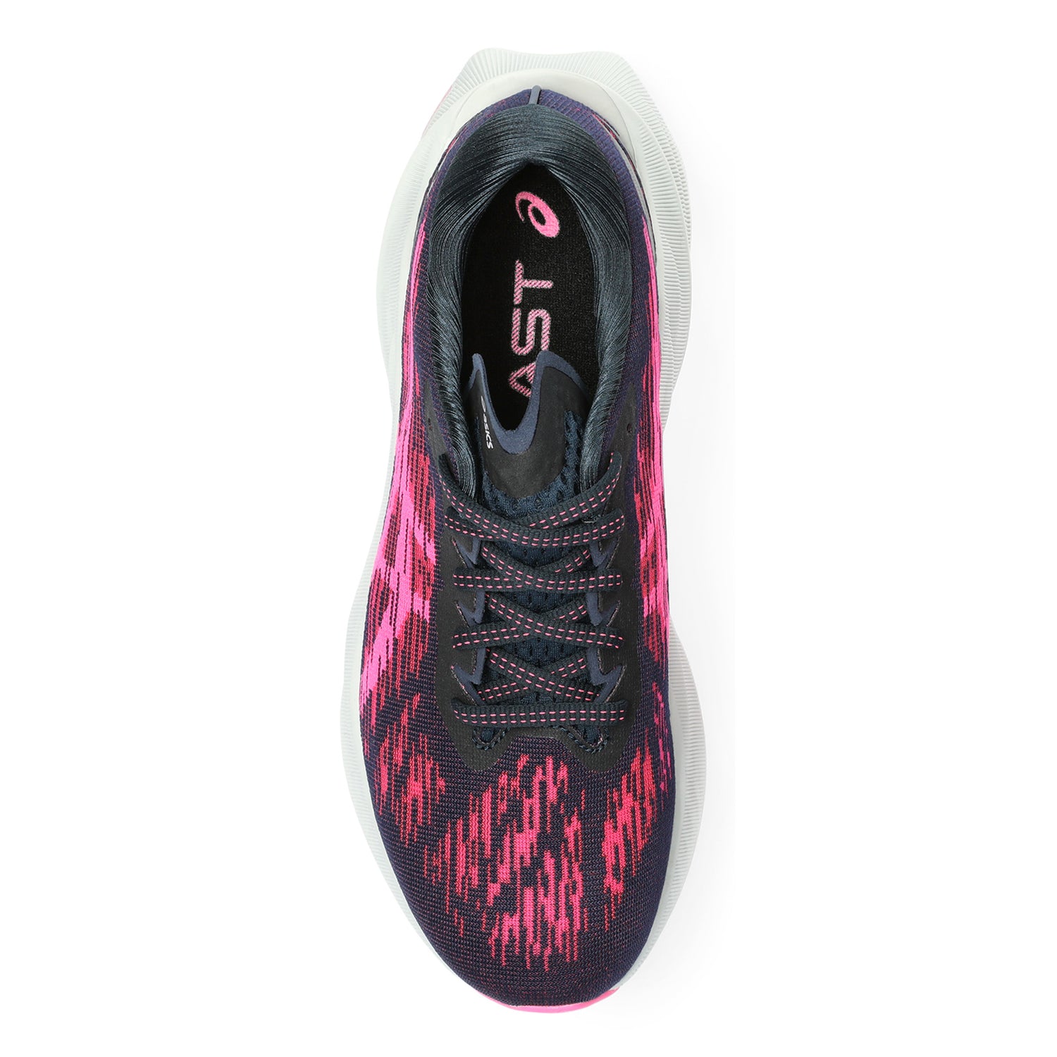 Peltz Shoes  Women's ASICS Novablast 3 Running Shoe French Blue / Pink 1012B288-406