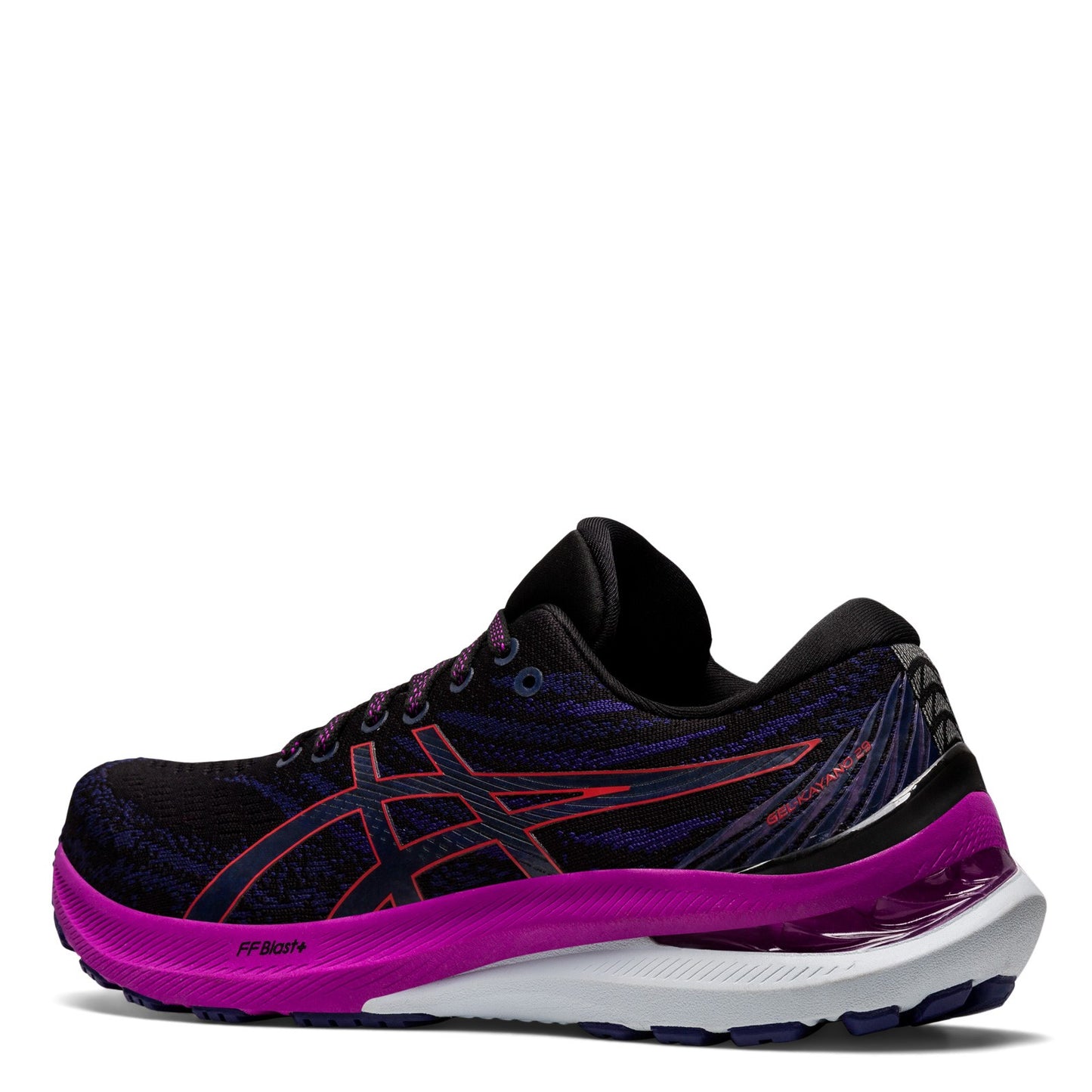 Peltz Shoes  Women's ASICS GEL-Kayano 29 Running Shoe - Wide Width Black Red Pink 1012B297.003