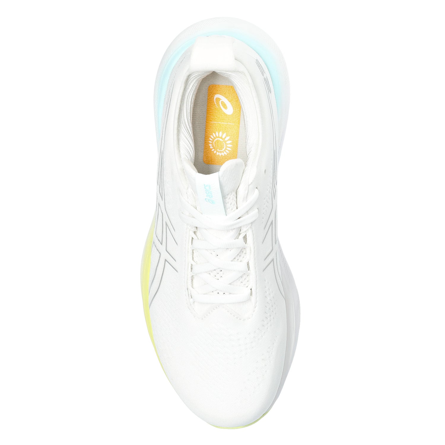 Peltz Shoes  Women's ASICS GEL-Nimbus 25 Running Shoe White Silver Lining Pastel 1012B356-105