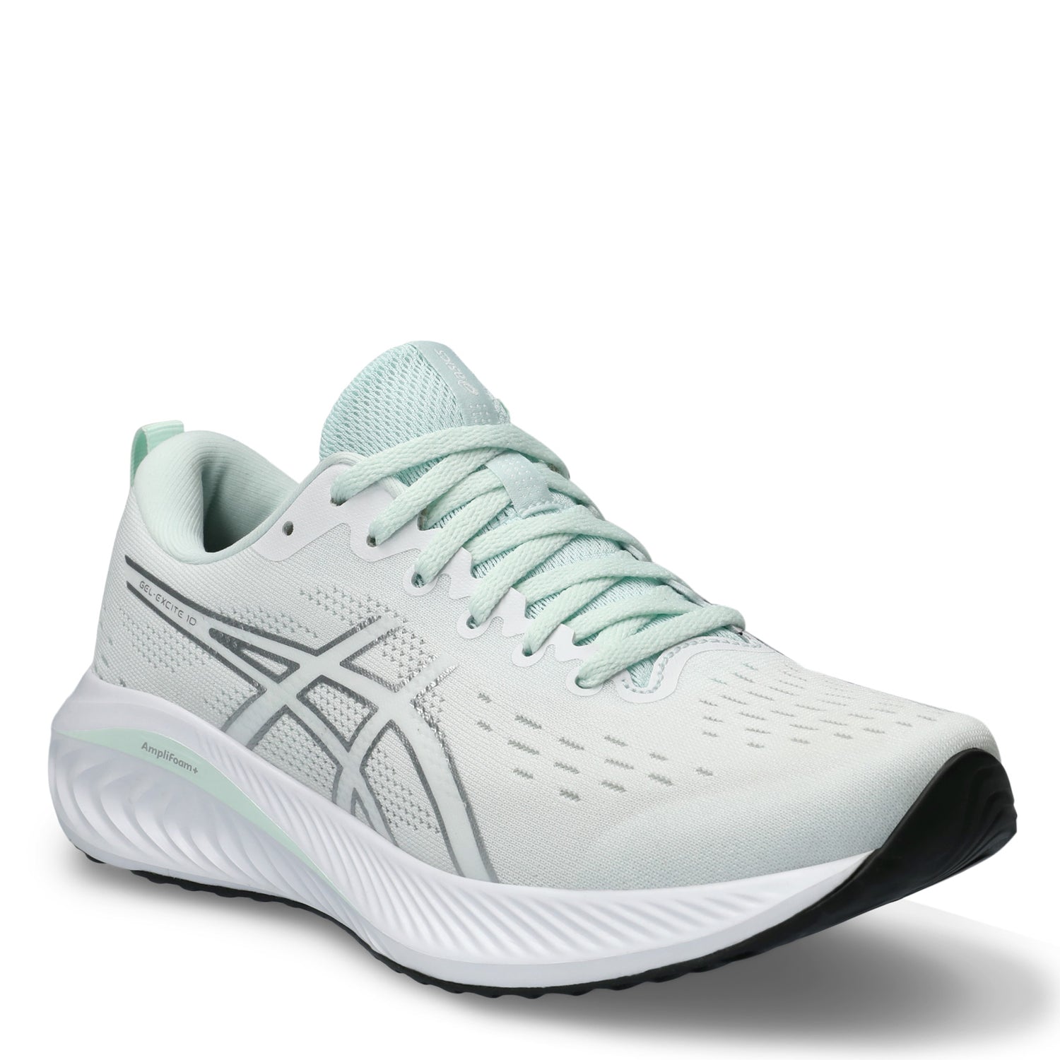 Peltz Shoes  Women's ASICS GEL-Excite 10 Running Shoe White Silver Lining Black 1012B418-100